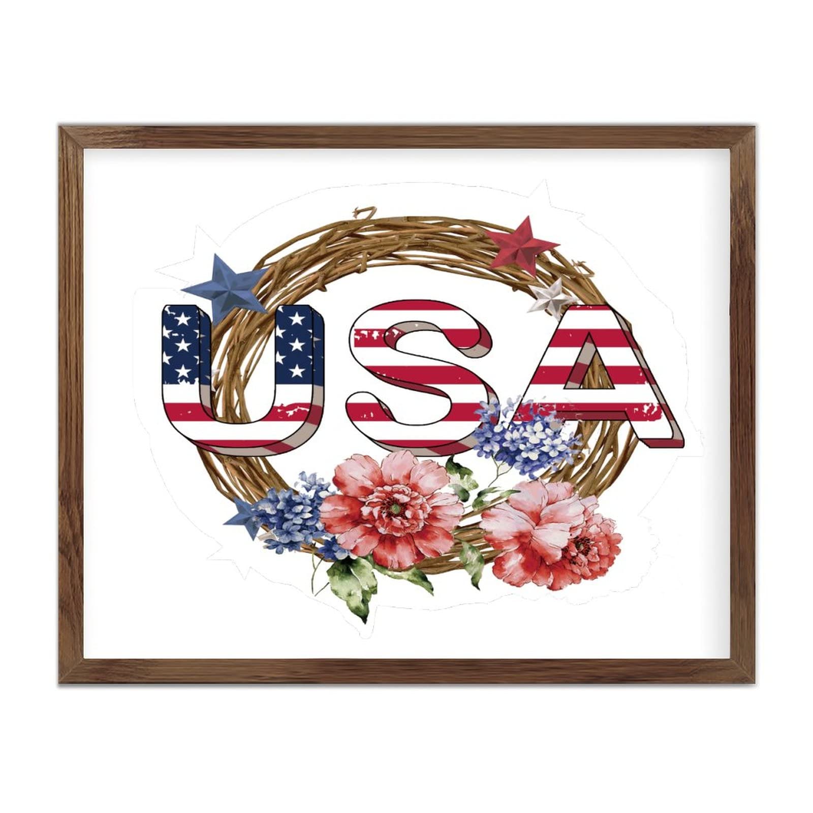 Couronne américaine verticale en bois 4th of July et panneau de ferme God Bless America
