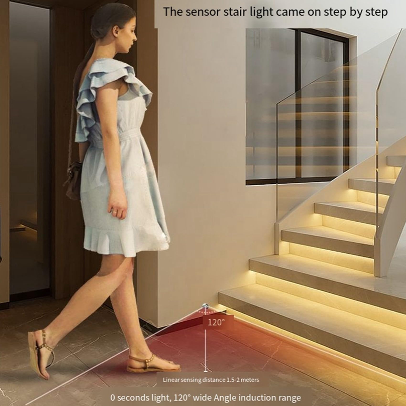 Scala LED Motion Sensor Light Controller Nero Lega di Alluminio per Indoor Motion Night Light 12V/24V