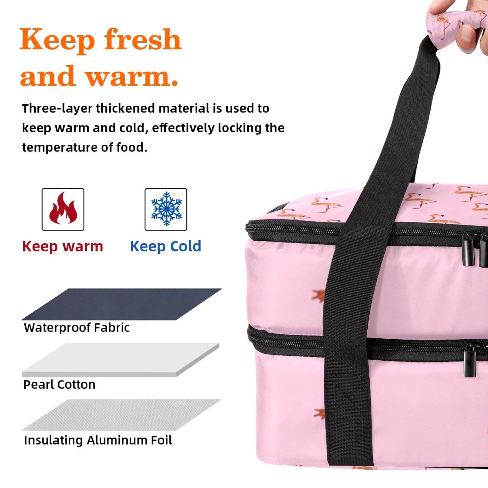 Grand sac à déjeuner isotherme pour homme et femme, double couche, étanche, étanche, réutilisable, sac fourre-tout pour le travail, l'école, le pique-nique, la plage, le camping, les voyages, motif
