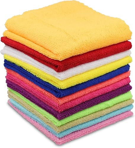 Paño de limpieza de microfibra (paquete de 1412 x 12 pulgadas), trapos reutilizables y lavables para el hogar, cocina, electrónica, anteojos y