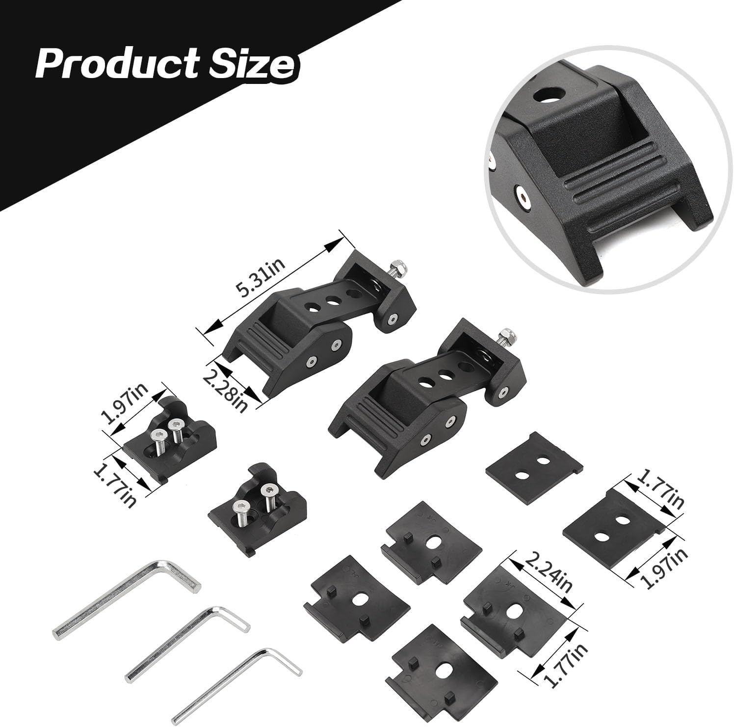 JeCar Aluminum Hood Latches for 2007-2018 Jeep Wrangler JK JKU 2018-2024 2025+ Jeep Wrangler JL JLU Gladiator JT Hood Latches Locking Kit