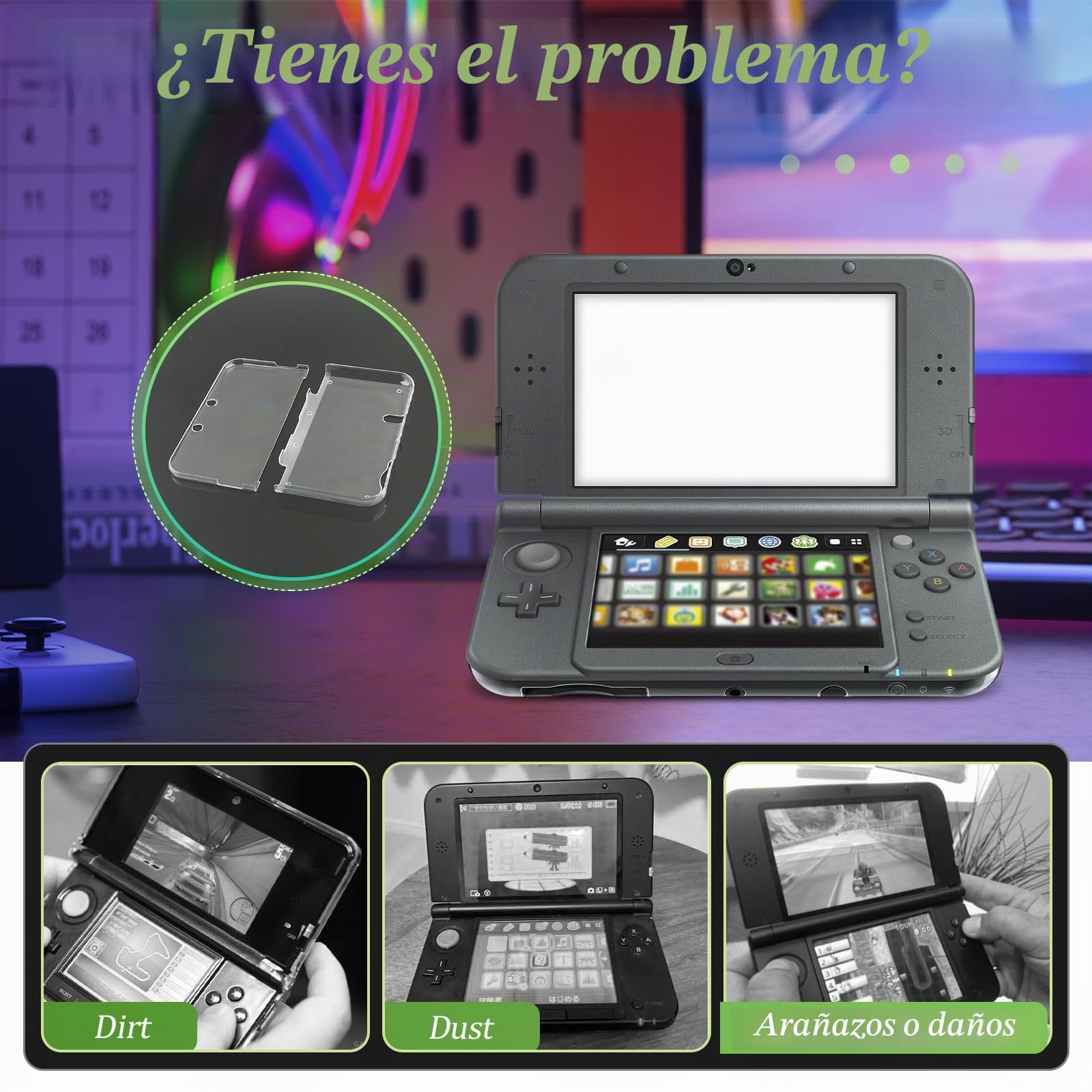 RongZy Funda Protectora para Nintendo New 3DS XL/LL Transparente Carcasa Claro Cristal Duro Caso Cubierta Shell para Nintendo New 3DS XL/LL Juegos Accesorios
