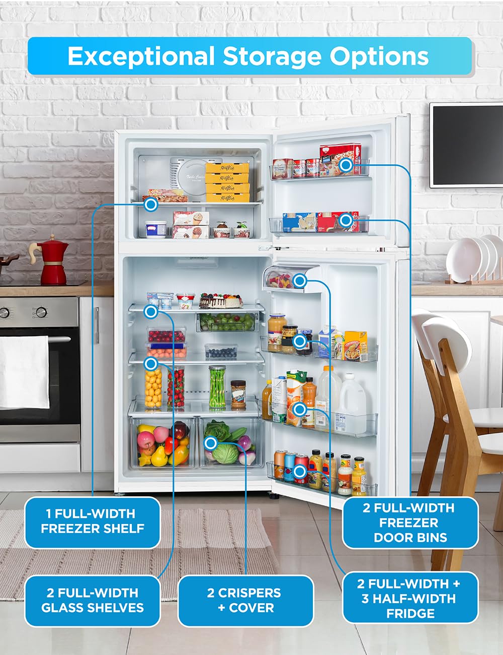 Commercial Cool 20 Cu. Ft. Top Mount Refrigerator with Freezer, 2-Door Refrigerator with Top Freezer and Adjustable Temperature Control, Ice Maker Ready, Energy Star Certified, White on Fridge.com