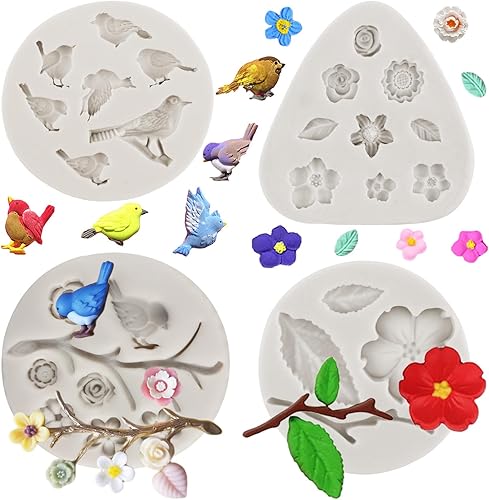 Miniatura 10 de Moldes de silicona para pájaros, ramas de árbol, molde de fondant, ramas de ramas, hojas, moldes de fondant para decoración de pasteles de azúcar,