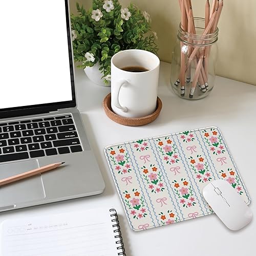 Miniatura 4 de Cute Pink Bow Flowers Mouse Pad, Trendy Girly Aesthetic Floral Mouse Pads, Non-Slip Mousepad Gift, Pink Funny Girly Mouse Mat Desk Accessories for