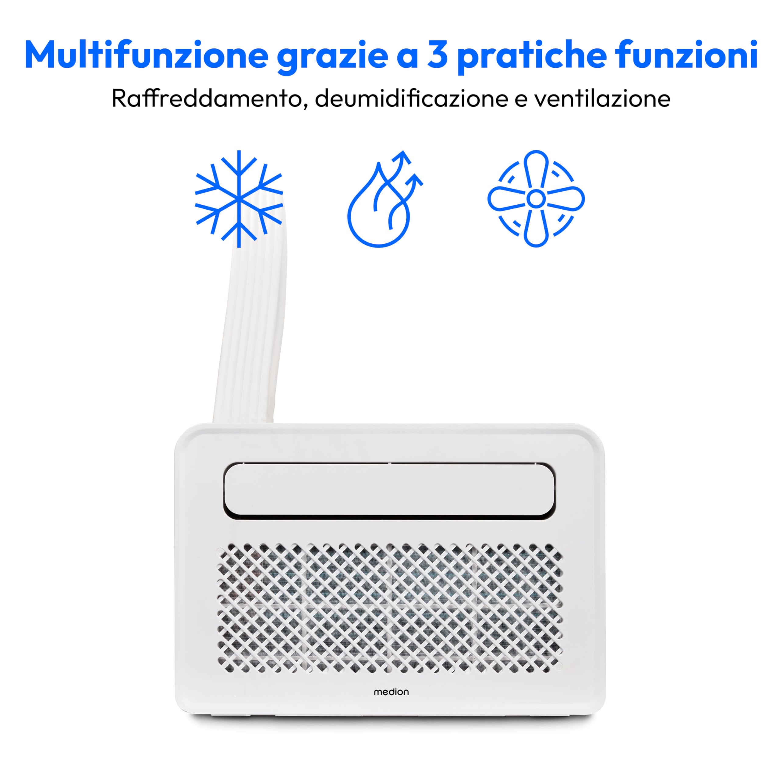 MEDION P502 Condizionatore d'aria split intelligente (per caravan camper campeggio, incluso kit di montaggio, 5000 BTU, raffreddamento deumidificazione e ventilazione, modalità sleep, MD37735)