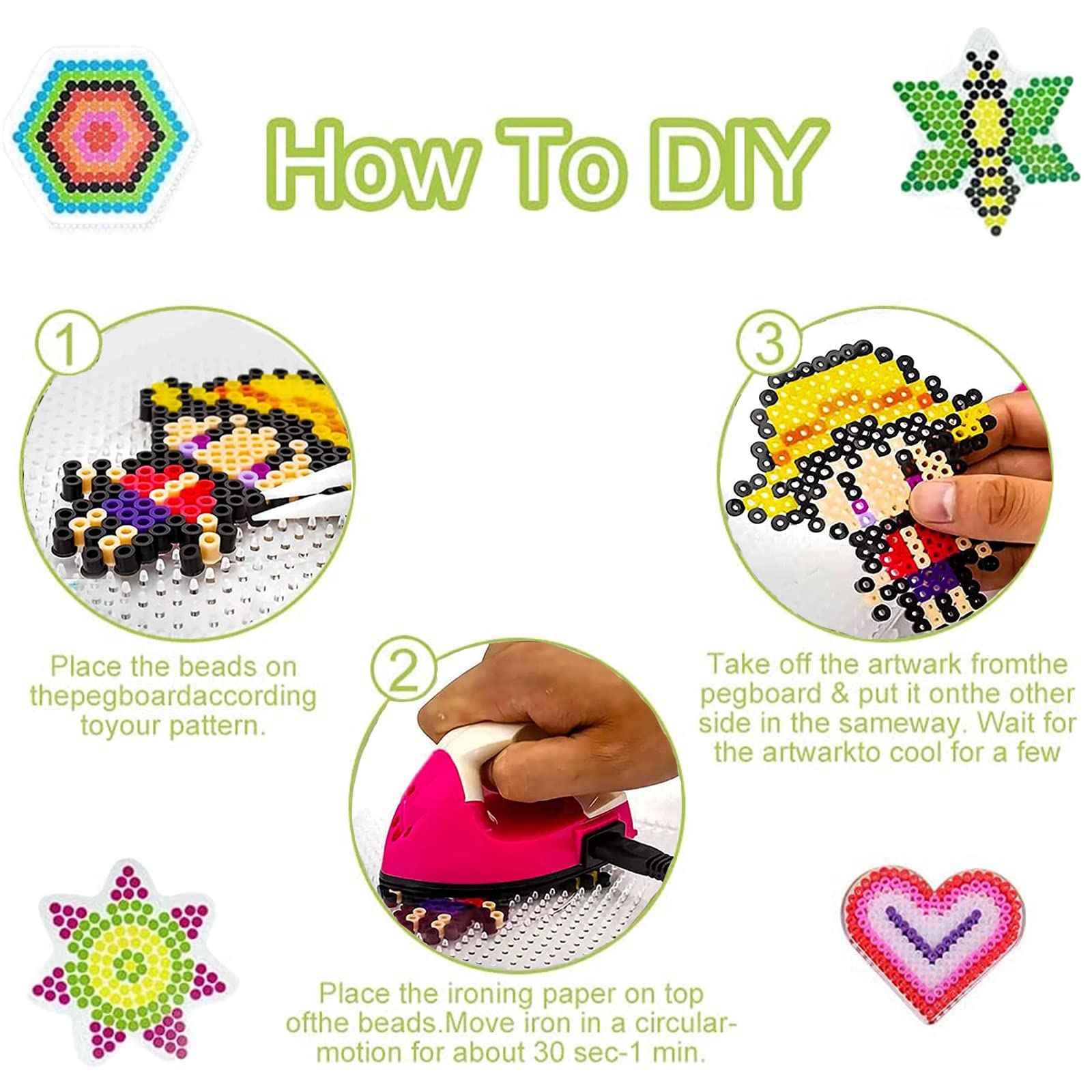 8-teiliges Bügelperlen Set Mit Steckplatten - Transparente DIY Perlenplatten In Verschiedenen Formen