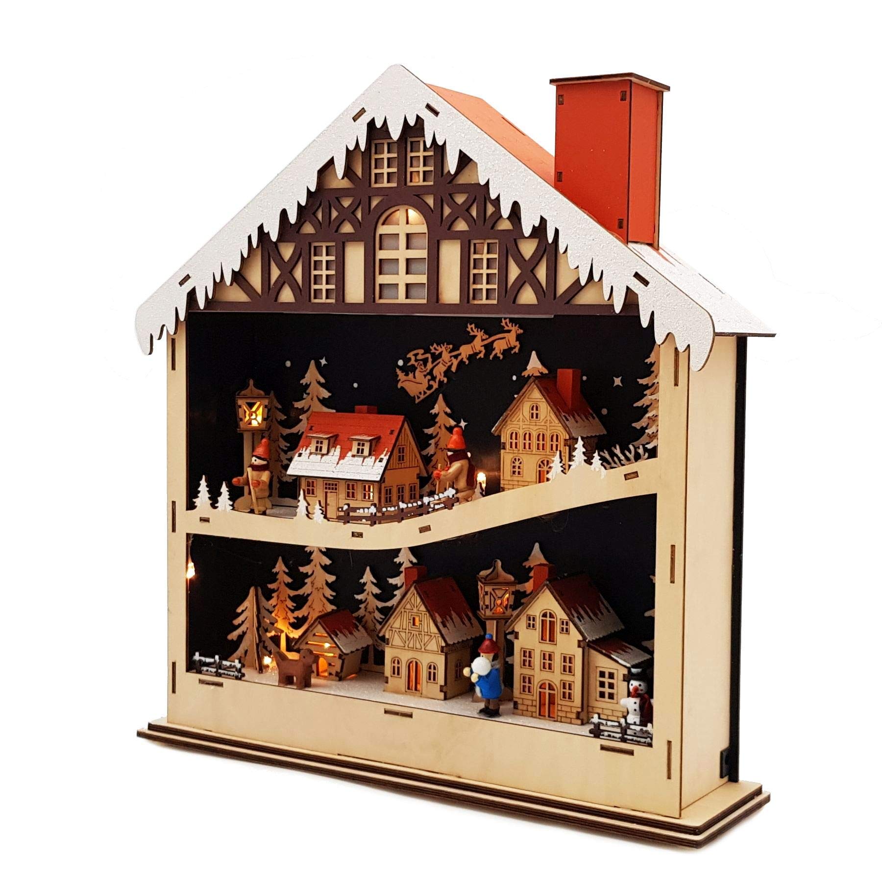 Wichtelstube-Kollektion Weihnachtsdeko Holz beleuchtet Weihnachtshaus Schwibbogen