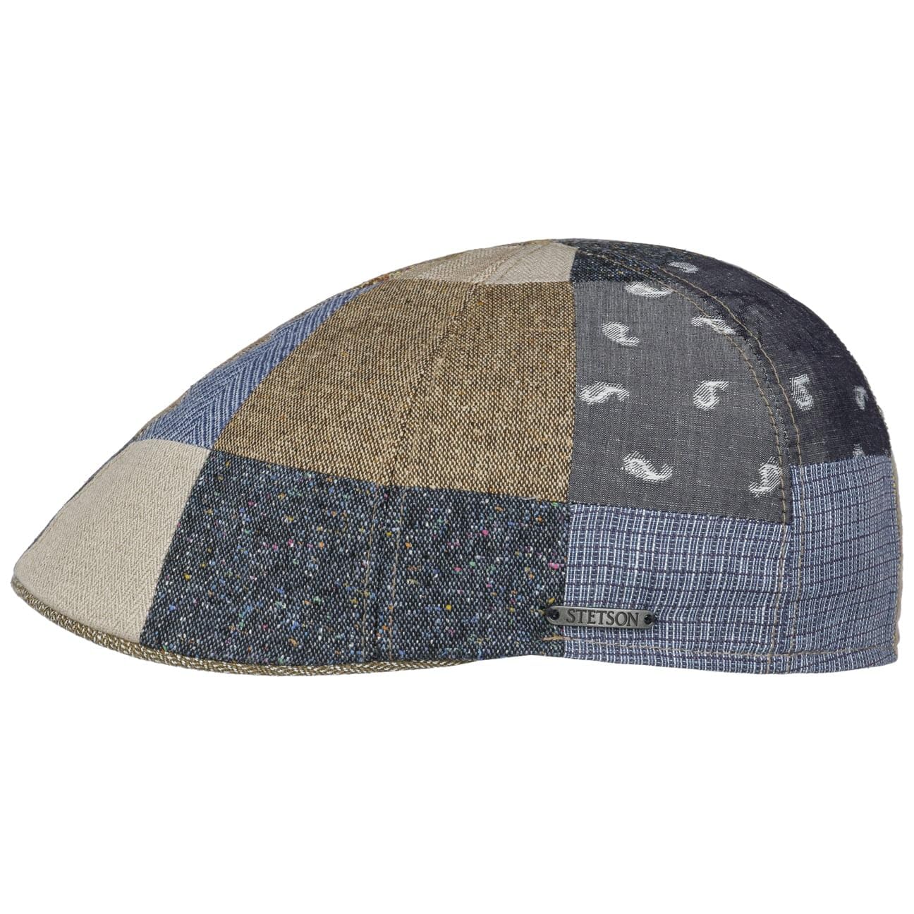 StetsonTexas Fresh Patchwork Flat Cap Men - Made in The EU Ivy hat with Peak, Lining Spring-Summer - XXL (62-63 cm) Mixed Colours