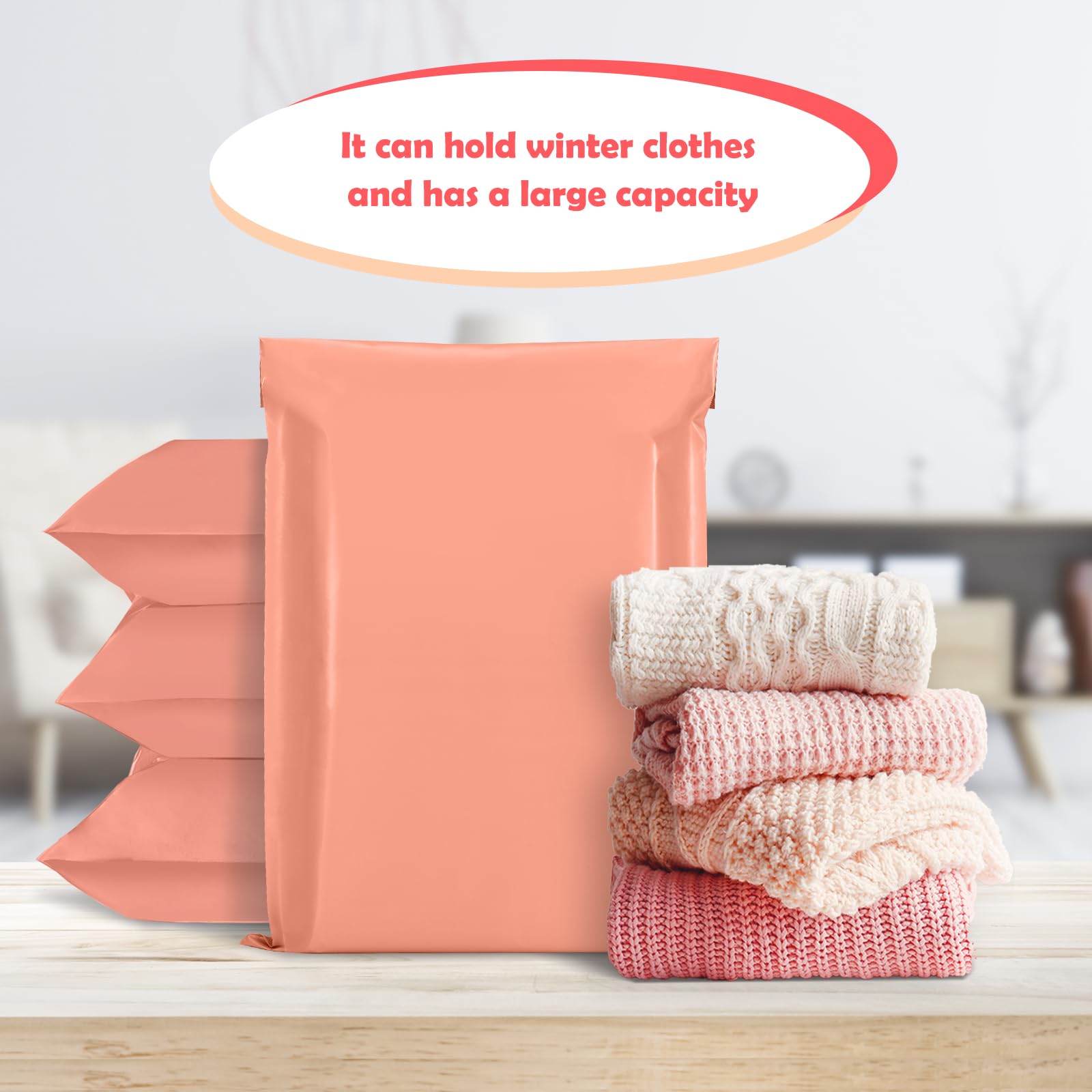 GSSUSA 100 buste grandi in poliestere, 19 x 24, forti buste adesive per abbigliamento, buste impermeabili e resistenti agli strappi, buste in poliestere per spedizioni in rosa pesca