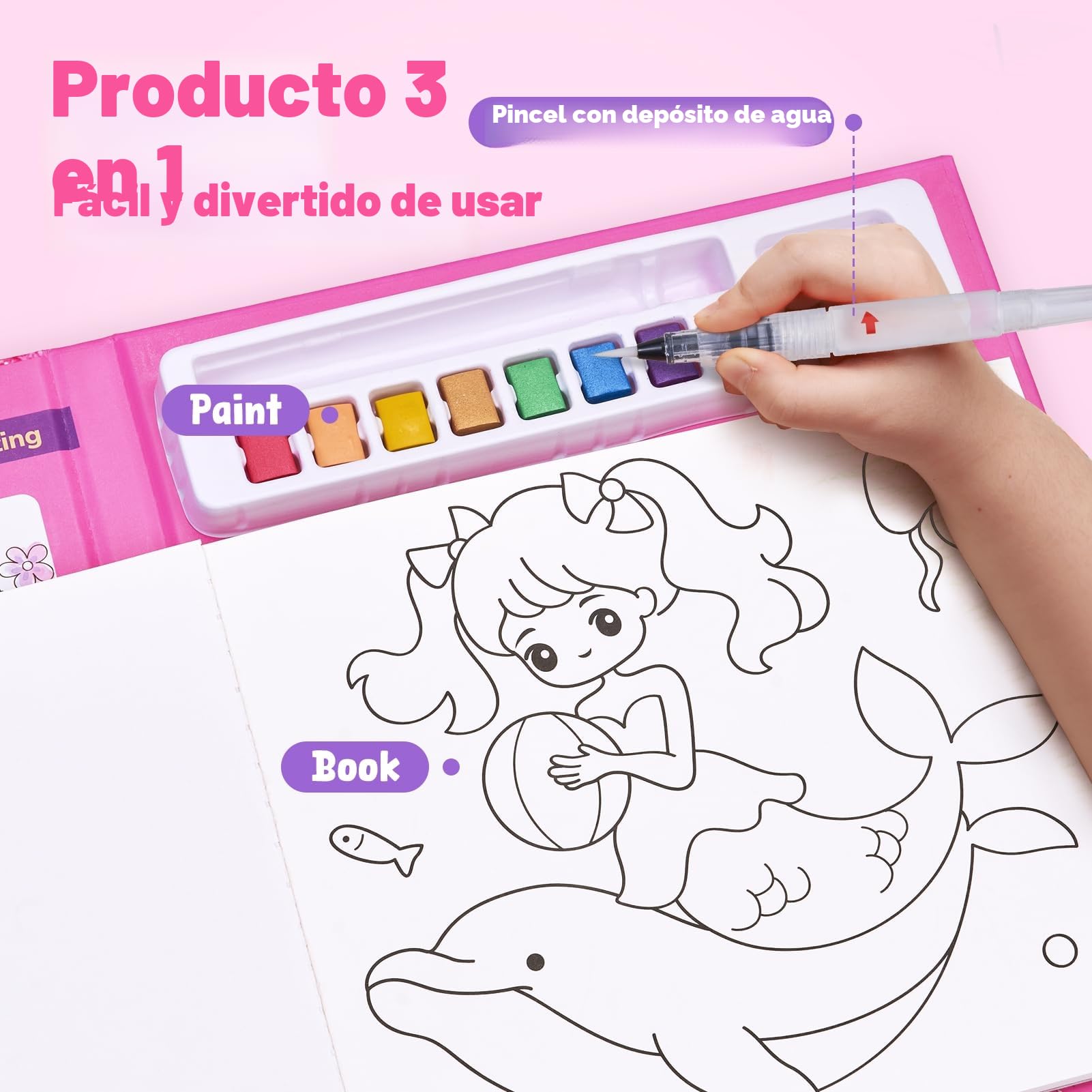 JoyCat Libros para colorear con agua, Actividad de arte y manualidades, Arte sin desorden de Princesa para niños de 4 a 8 años, Kits y suministros creativos, Actividad DIY, Regalos para niñas y niños