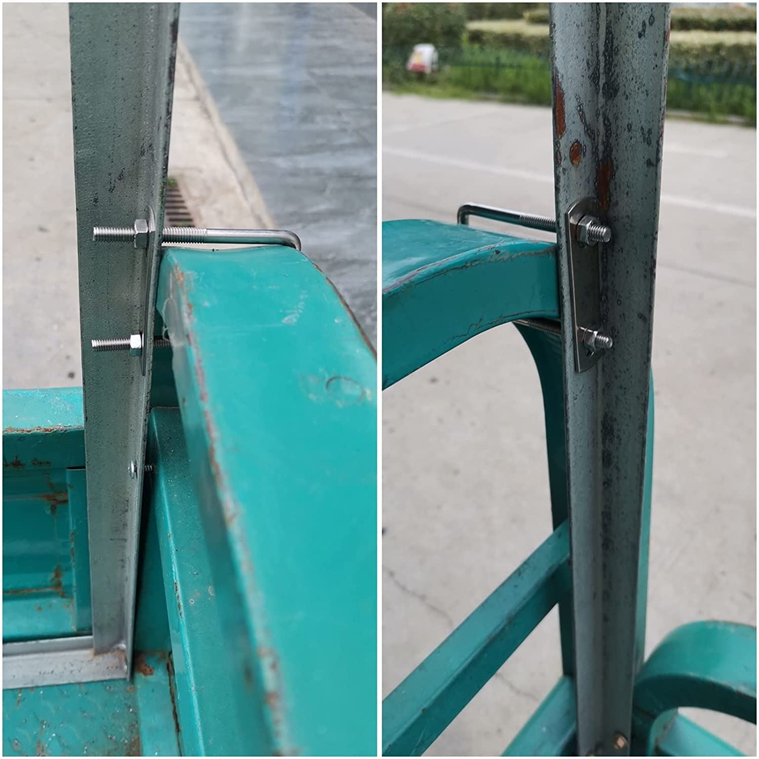 4 pezzi staffa a U, vite a U, fissaggio viti da stiro, viti quadrate in acciaio inox, bulloni a U robusti, con piastra del telaio, rondelle durevoli, per traino, auto, navi