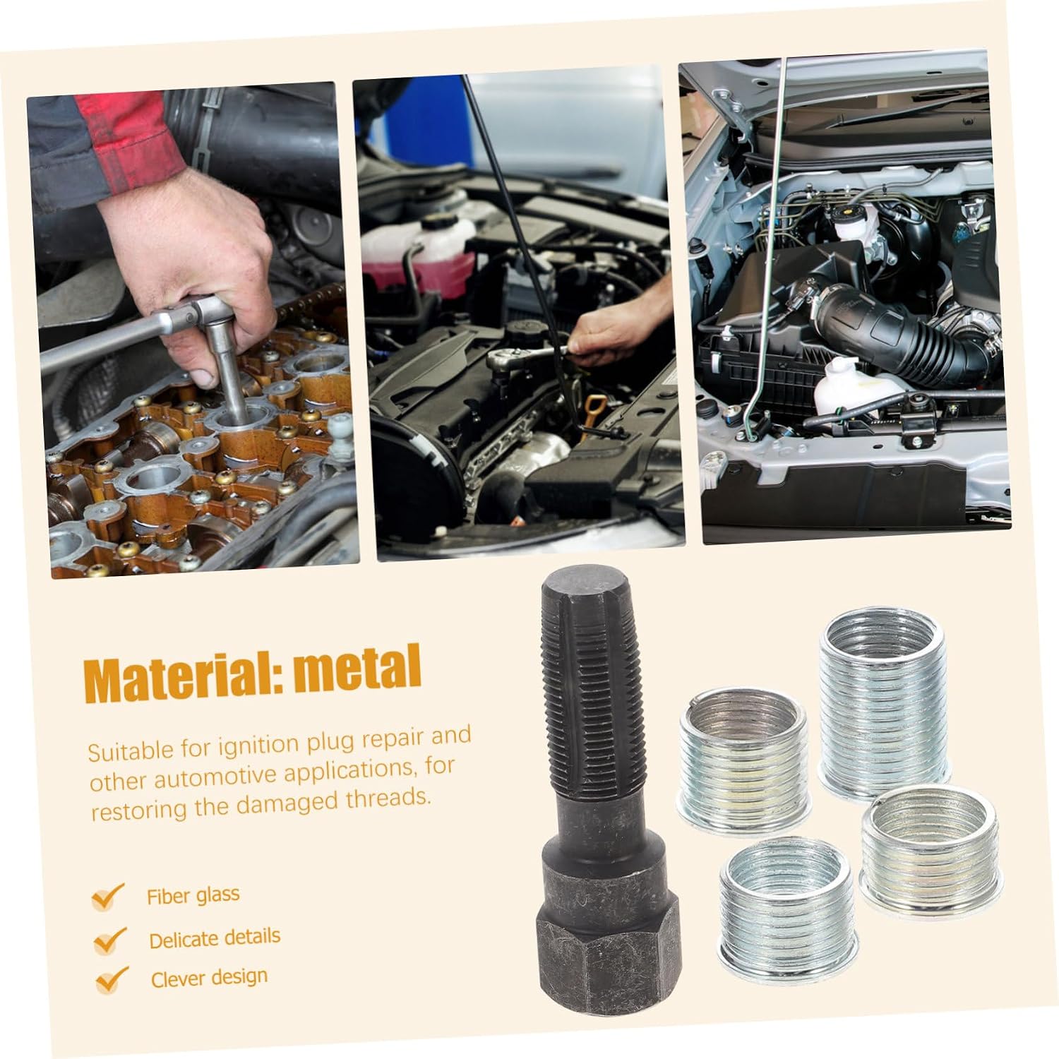 Helicoil Thread Repair Kit for Spark Plug Restoration Insert Tool for Automotive Ignition Plug Repair Random Options