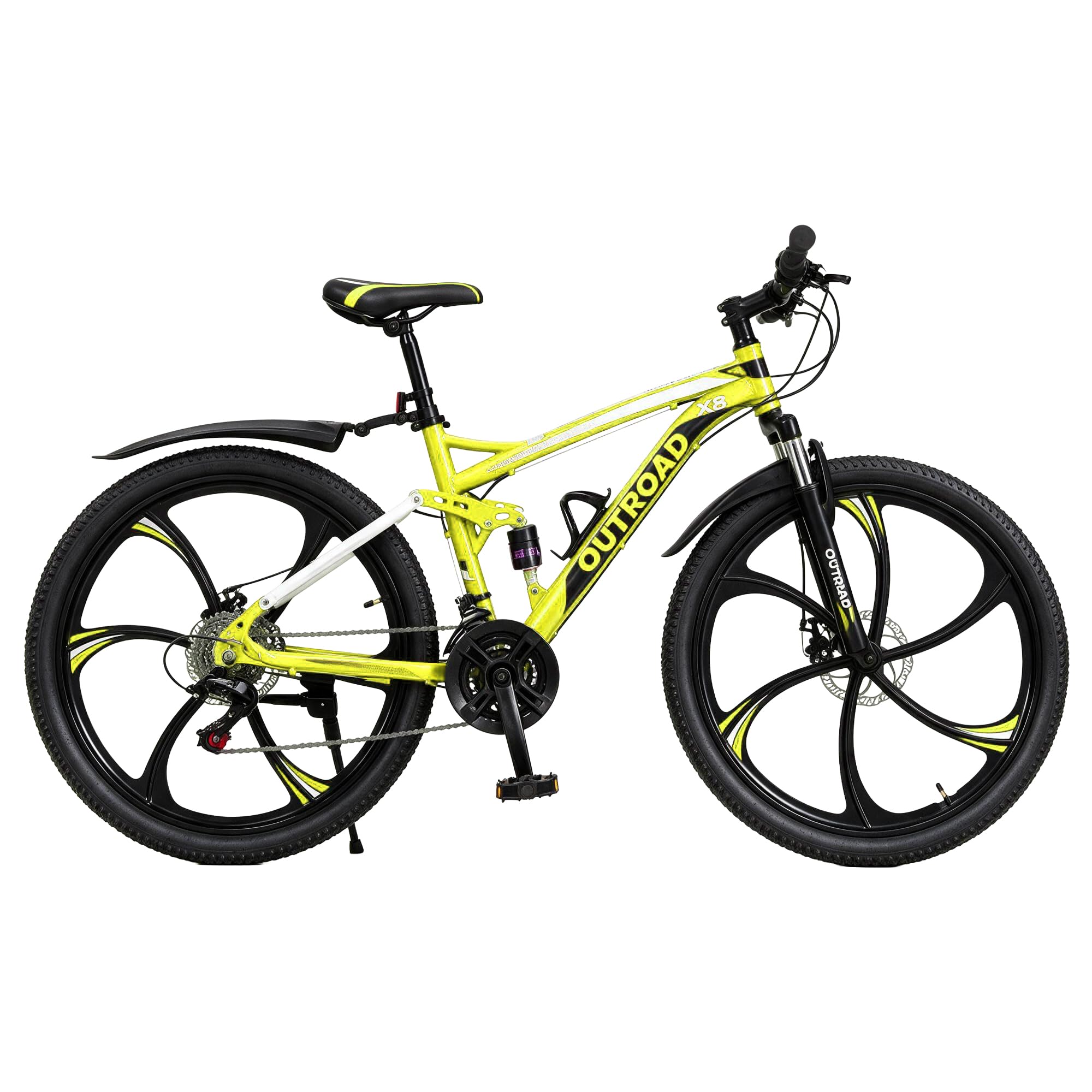 Outroad Mountain Bike, 26 inch Outdoor Cycling Bicycle, 21-Speed Dual Suspension High-Carbon Steel MTB Bicycles, Dual Disc Brake Bikes for Adult,Men and Women
