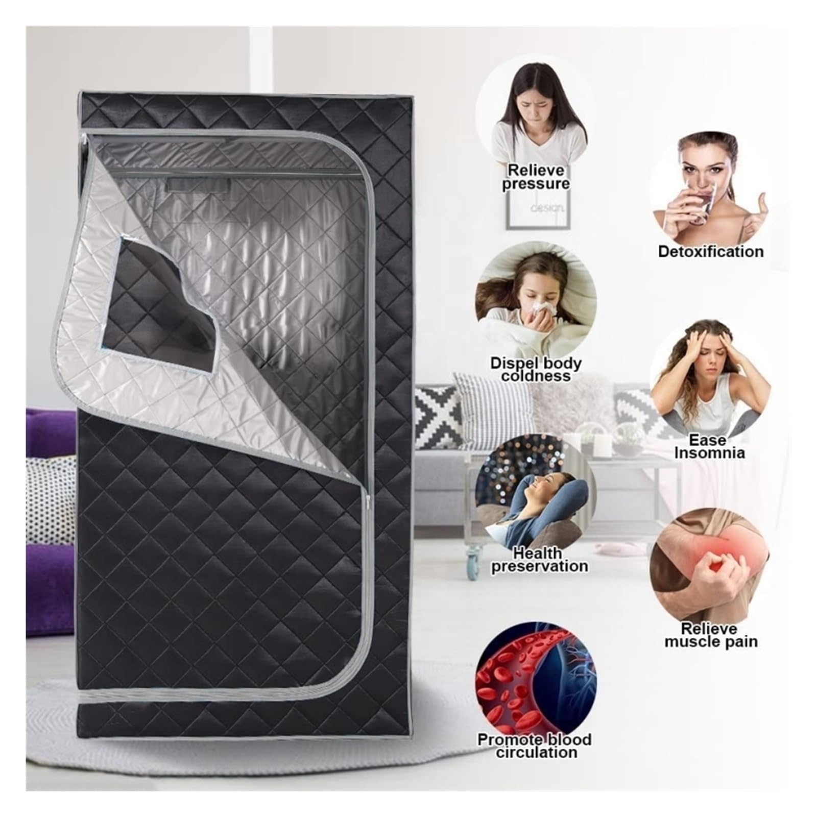 Namiot Saunowy, Sauna Domowa sauna parowa, korzystna dla skóry maszyna 4,0L, kąpiel wyszczuplająca SPA Zdrowie Prosta wspólna stalowa rama Namiot do sauny(Gray Only Tent)