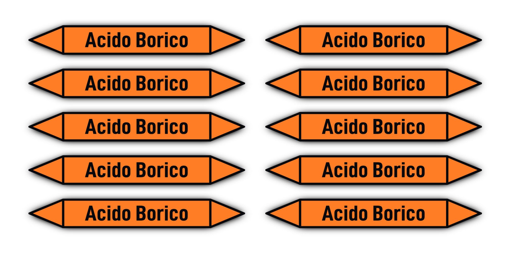 Havati Acidi: Acido Borico Sticker 100 X 15 Mm Pack Of 10 - Gruppo 6 - Acidi - Pipeline Marking - According To Din 2403 - Language: Italian - Acido Borico