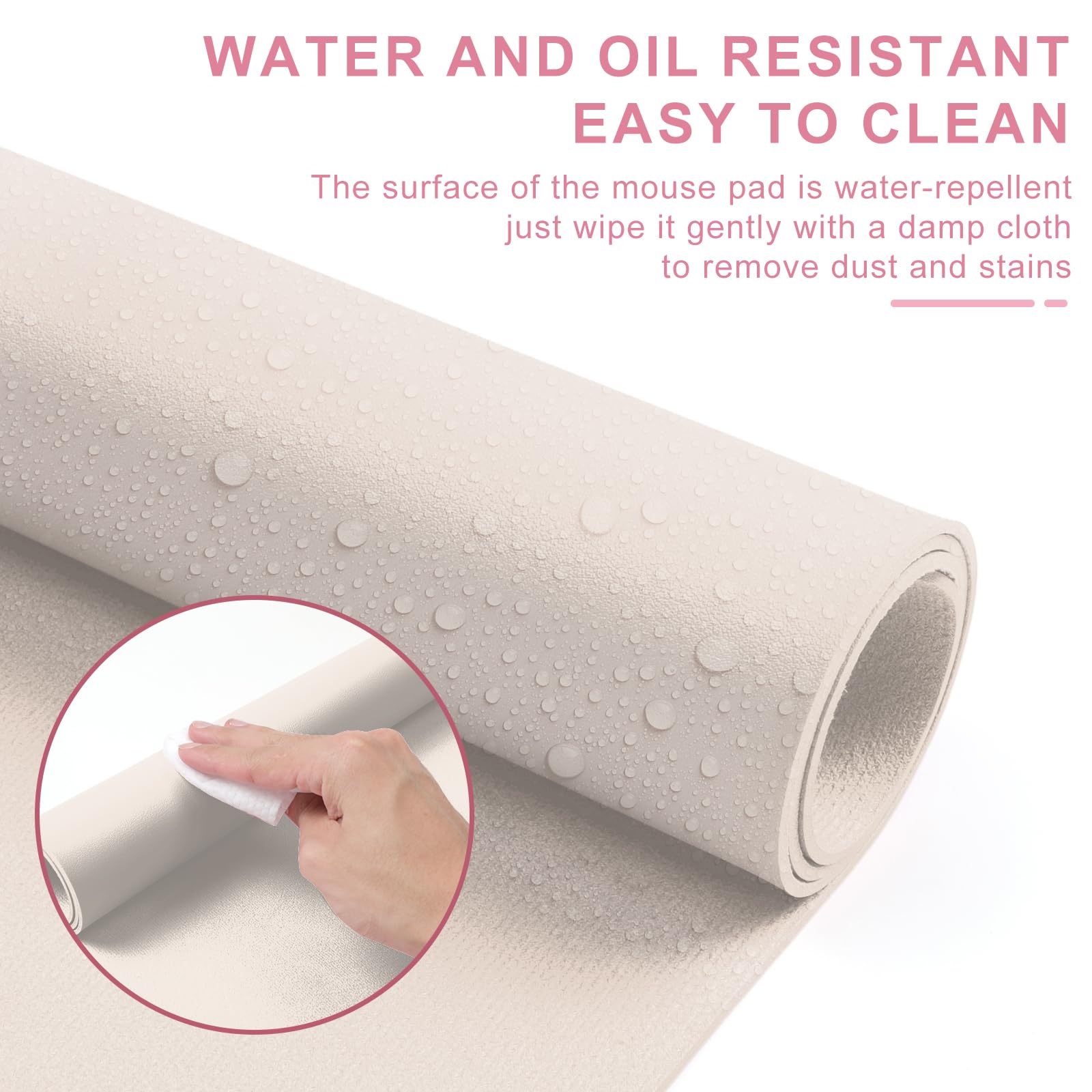 Zanfqvo Alfombrilla de Escritorio - Protector PU Impermeable, Antideslizante - Alfombrilla Ratón Grande (80 x 40 cm) - Mouse Pad para Ordenado (Beige)