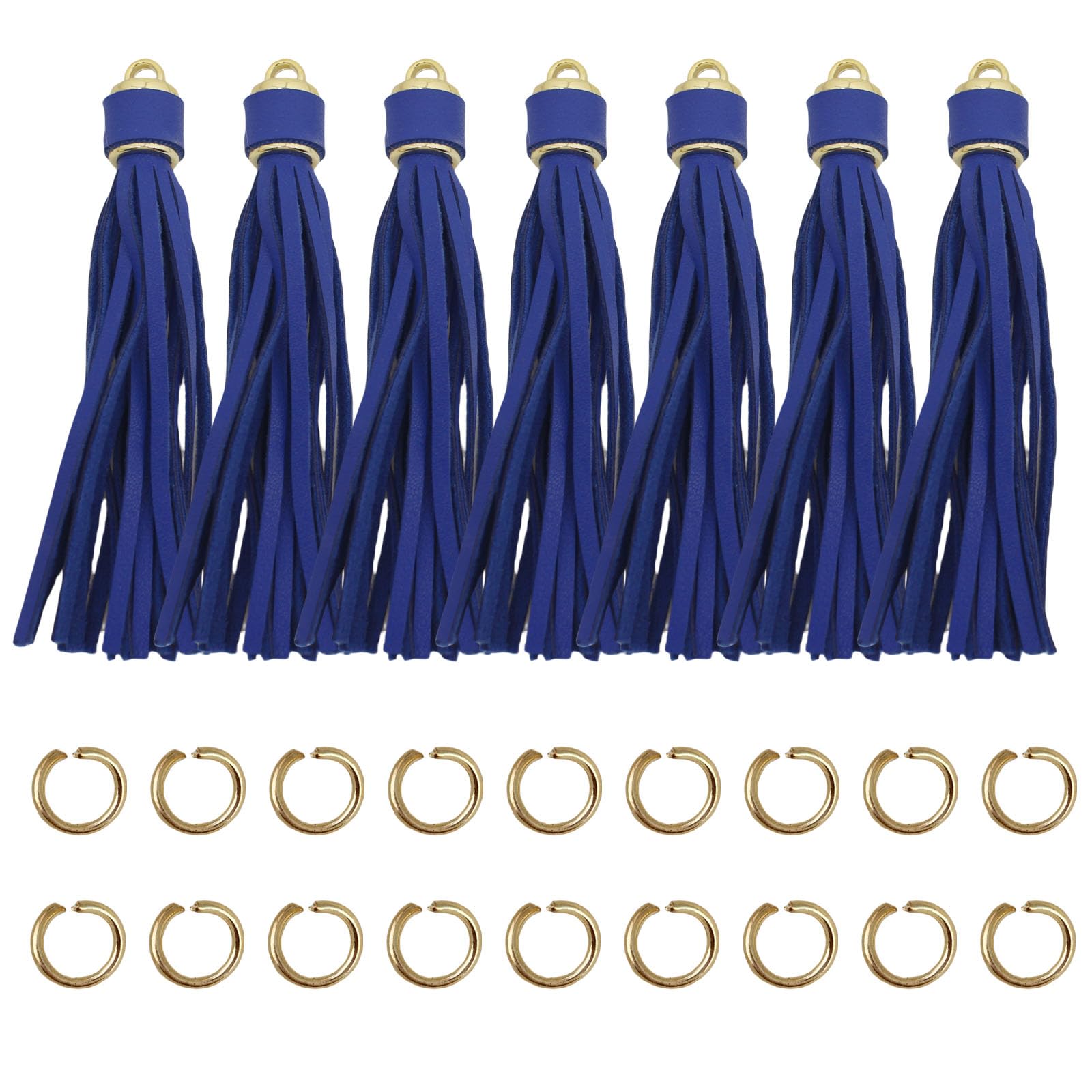 4.3'' Royal Blue Leather Tassels 12Pcs for Keychains