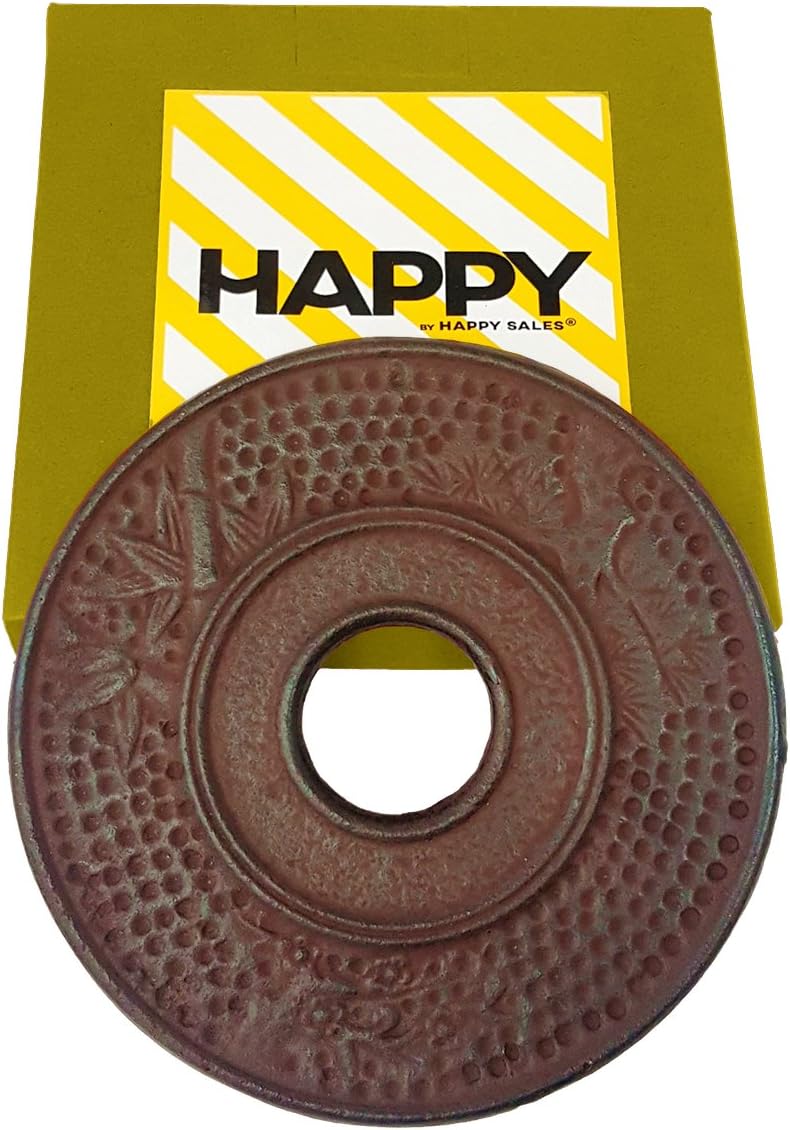 Happy Sales HSTV-BMR05, Cast Iron Trivet Bamboo Burgundy Red