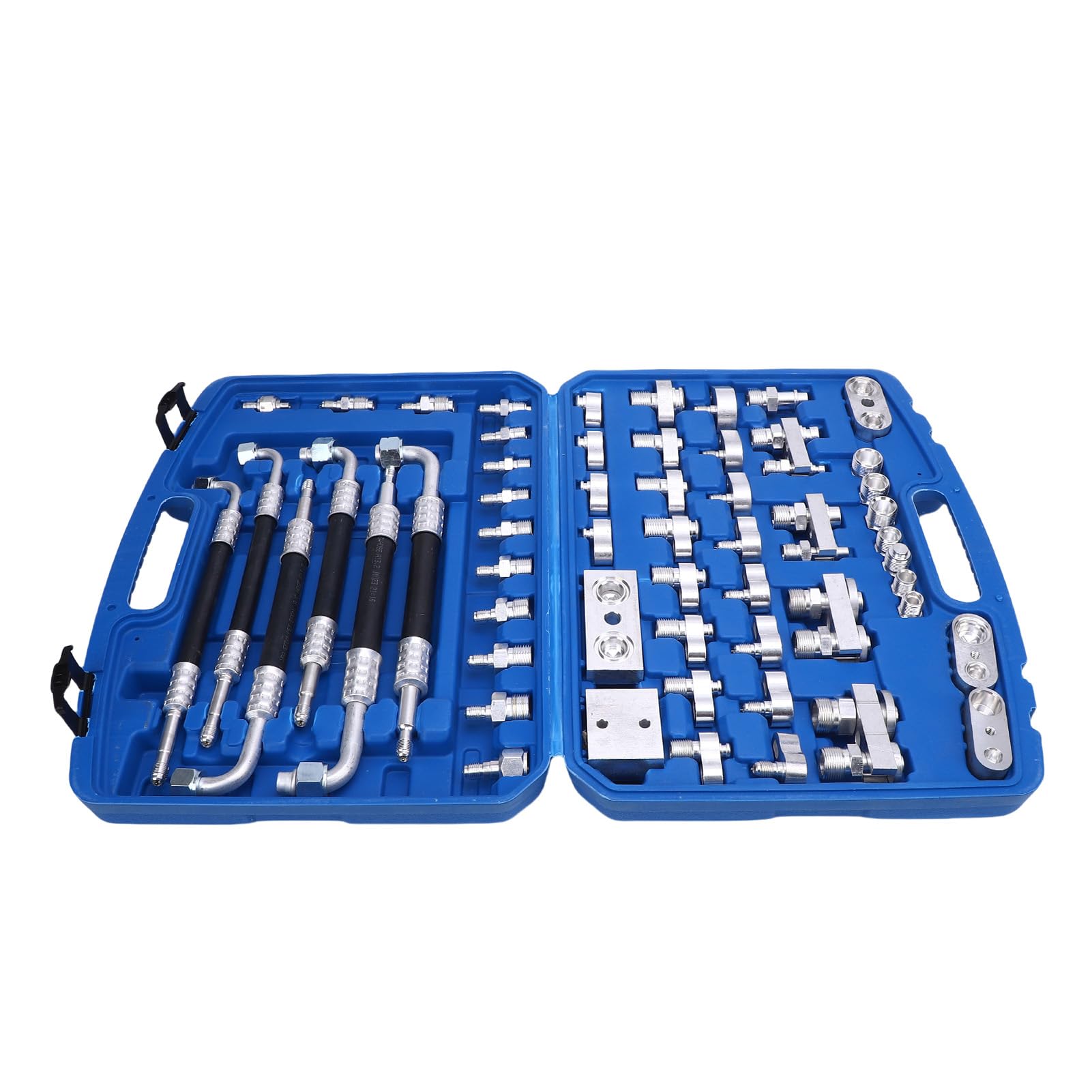 Kit de Reparación y Prueba de Fugas de CA de Latón | Juego de Herramientas de Diagnóstico de Aire Acondicionado Automotriz de 56 Piezas para Vehículos