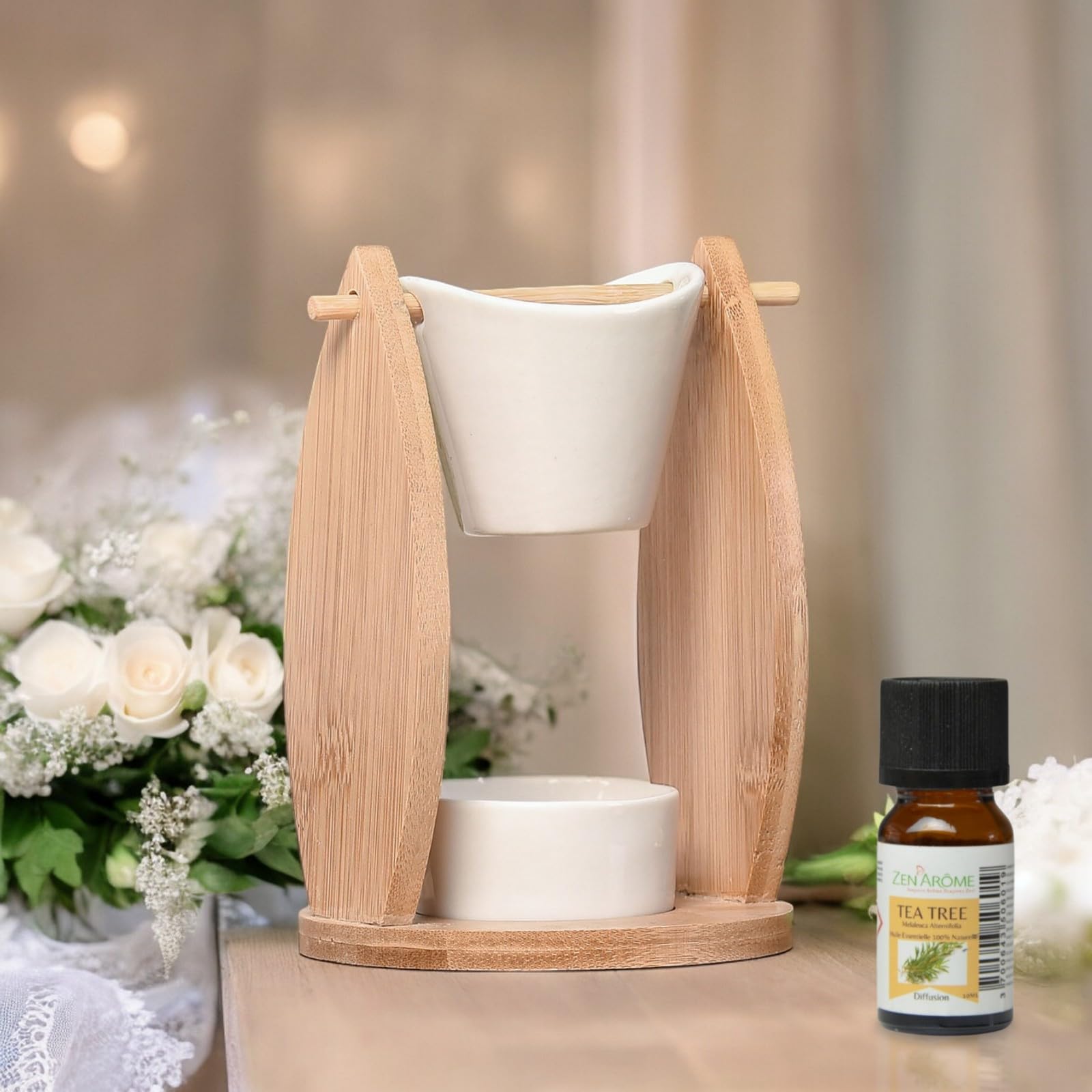 Brule perfumy bambusowe i ceramiczne woal z odpowiednią świecą i trzema topiącymi się w ofercie
