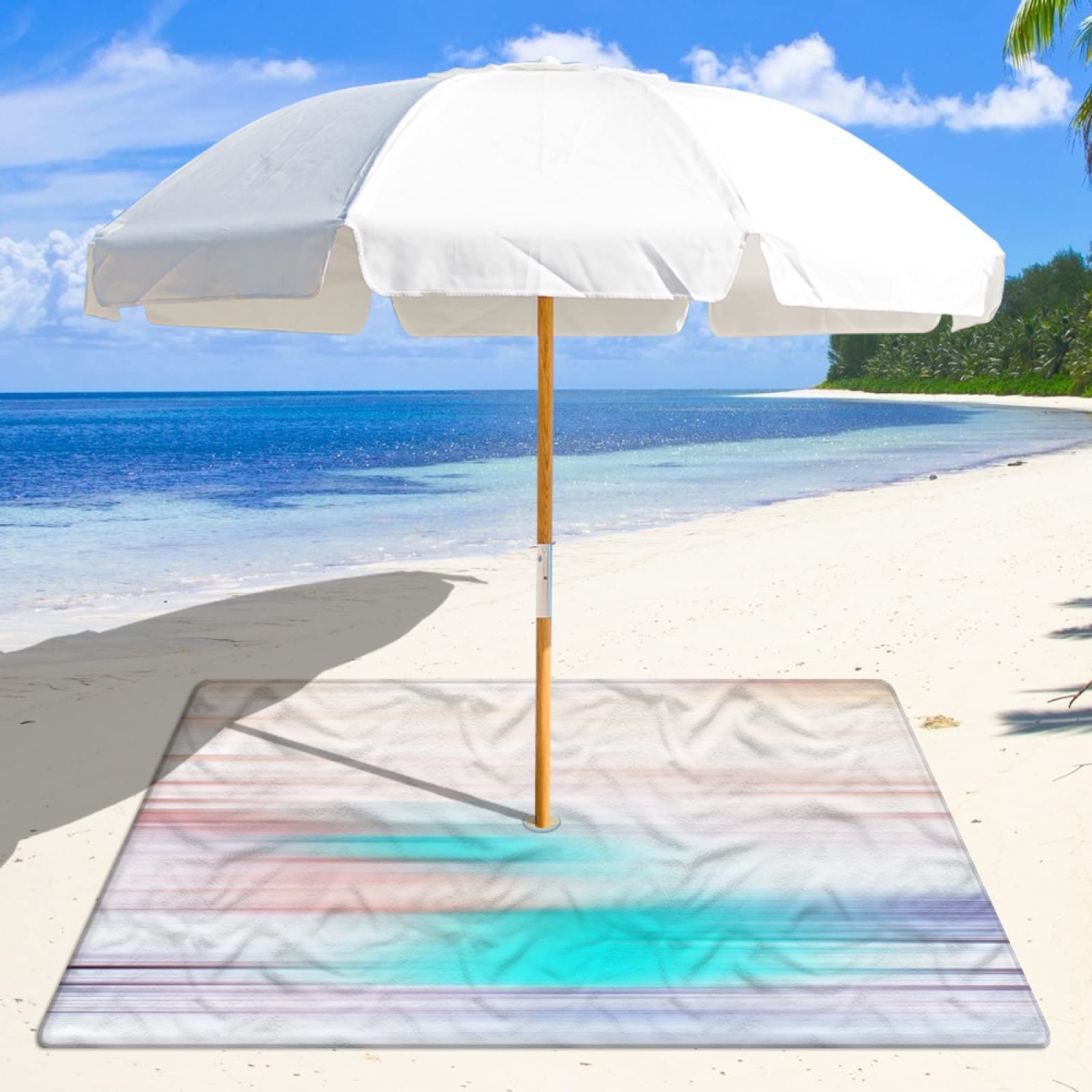 Estera De Pícnic Alfombra De Playa Manta Playa Estera De Playa Color Line Clause Almohadilla Para Sombrilla De Playa Agujero De 8 Cm Más Botón A Presión Almohadilla De Playa De Terciopelo De Doble Car