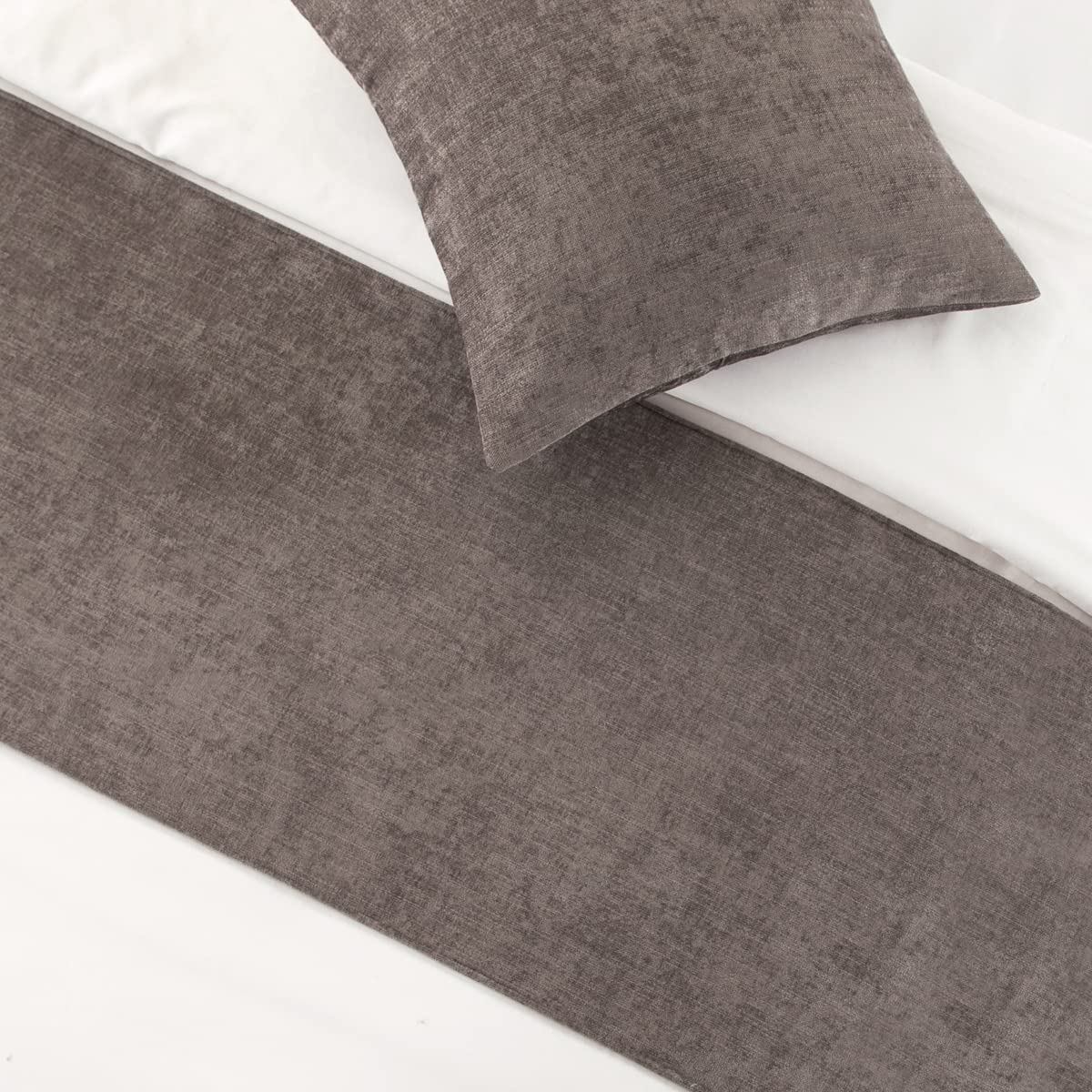 AMBERIS Bed Runner Grey, Chenille Soft No Fading Modern Bed Scarf (Pillowcases sold separately), 50 x 260 cm (for 2.0m bed) - Image 3