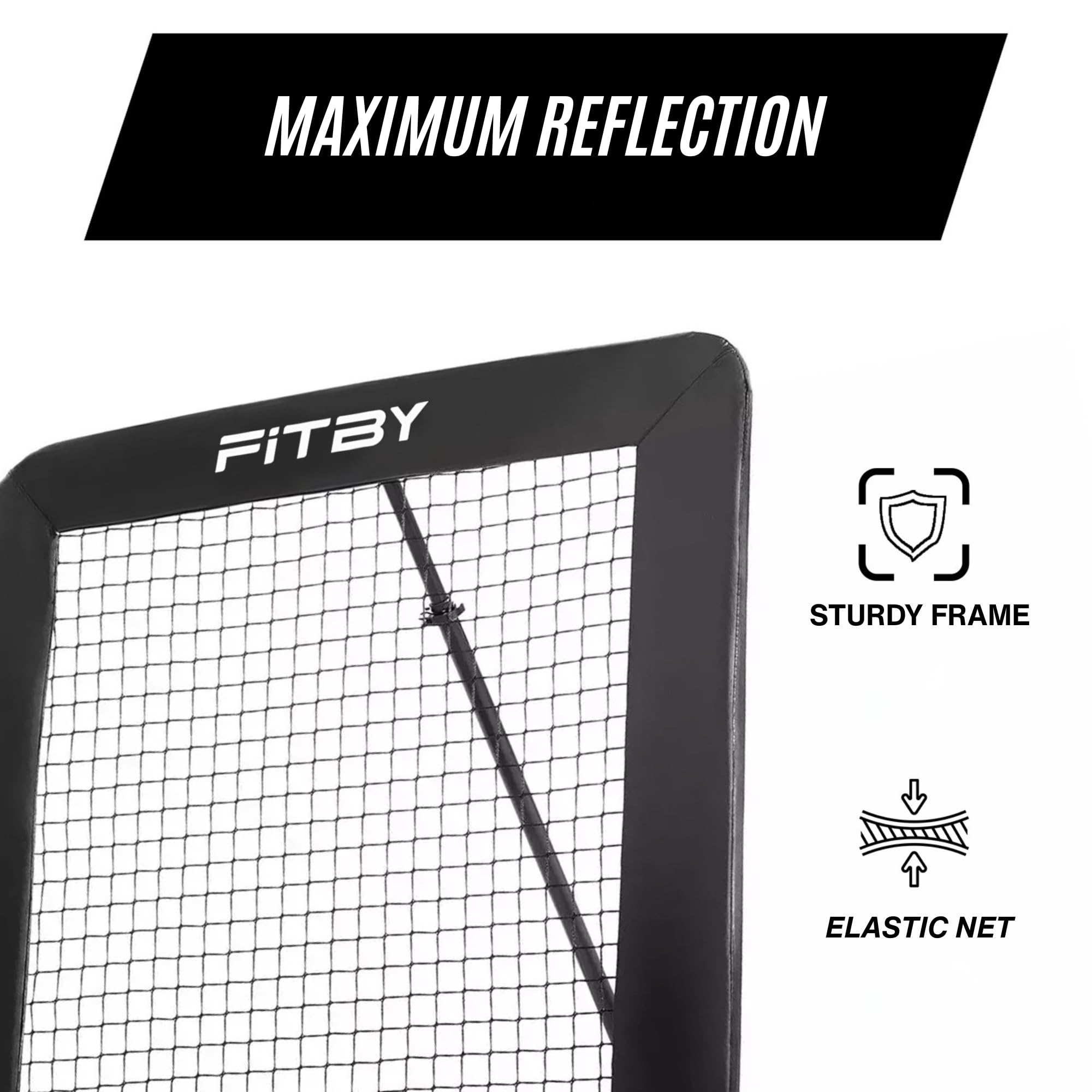 Rebounder 100 × 100 cm – Rete da Allenamento Pieghevole con 5 Angolazioni Regolabili – Telaio in Acciaio, 20 Elastici, Picchetti Inclusi – Per Calcio, Pallamano e Tchoukball