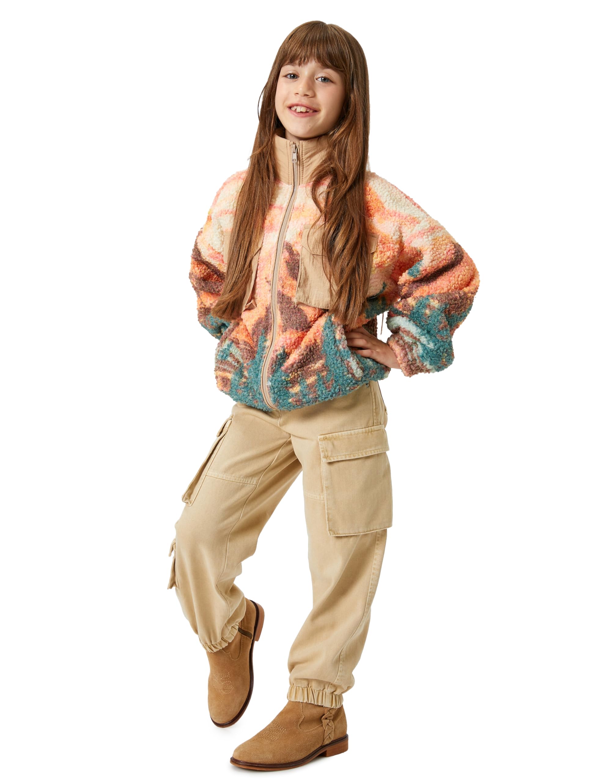 Jegging Jean cargo beige para niñas con bolsillos Koton 6