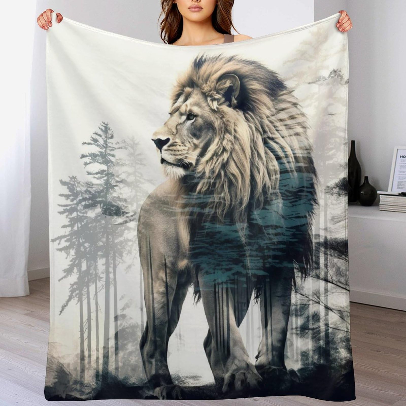 Couverture lion polaire flannel douce couverture chaude lit canapé voyage