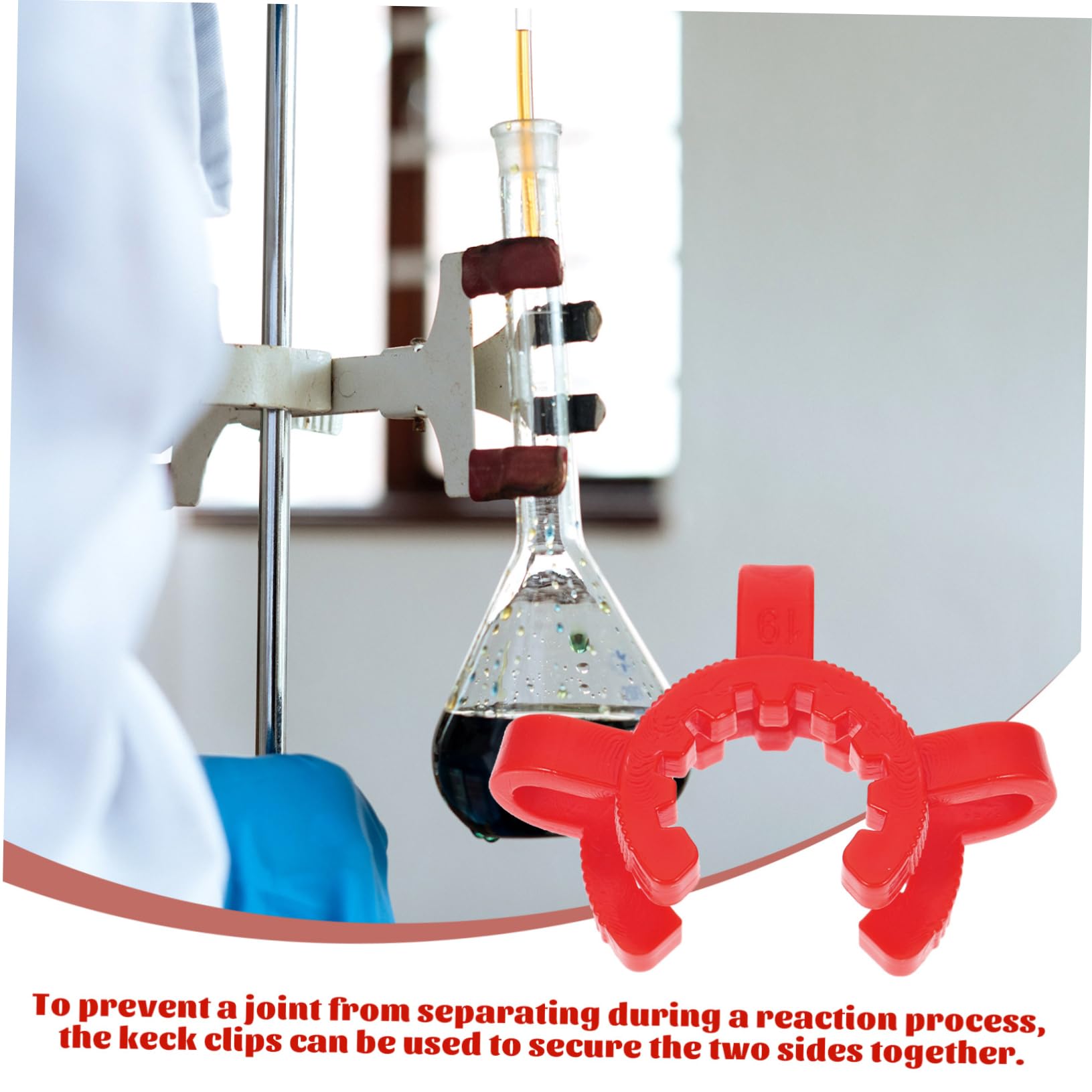 MAGICLULU Lot de 8 Clips pour Joints en Verre en Plastique Rouge Prise Ferme et Utilisation Polyvalente pour Montage en Laboratoire