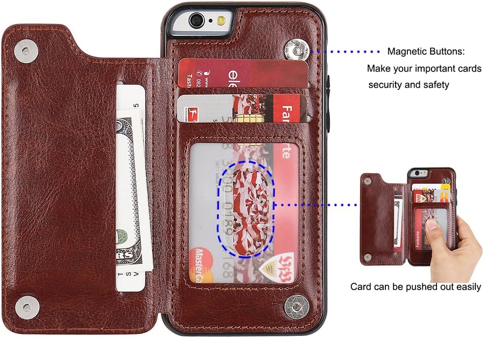 iPhone 6/6s Plus Wallet Case-JOYAKI PU Leather Card Case -Slim fit Executive Wallet Card Case - Ultra Slim Protective Phone case (Brown)