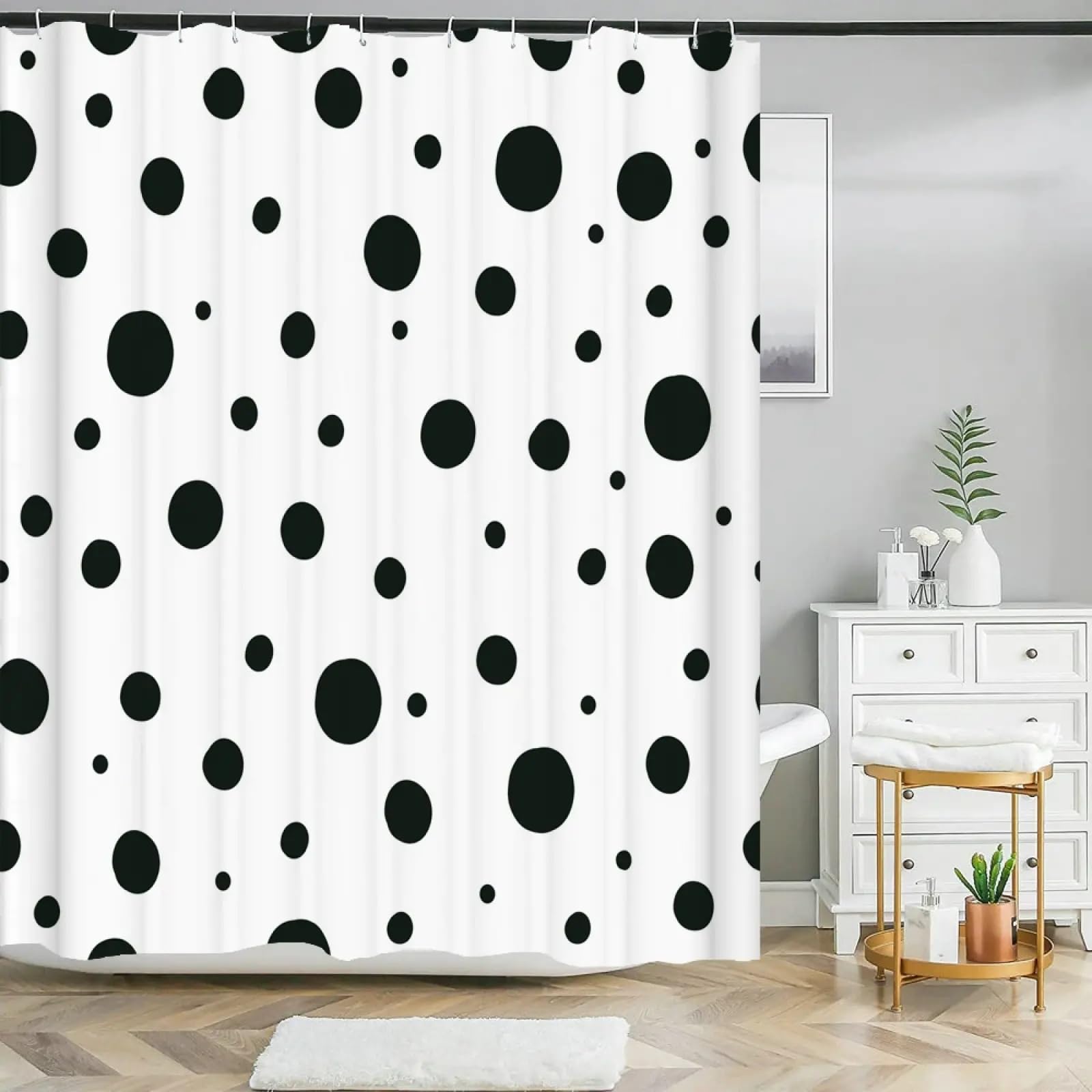 Rideau de douche en tissu imperméable blanc 85x180 pour salle de bain