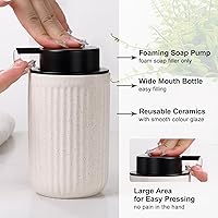 Vista 2 de BosilunLife Juego de Accesorios de Baño de Cerámica - Juego de Jabón para Mostrador de Baño Beige Juegos de Decoración de Baño Accesorios