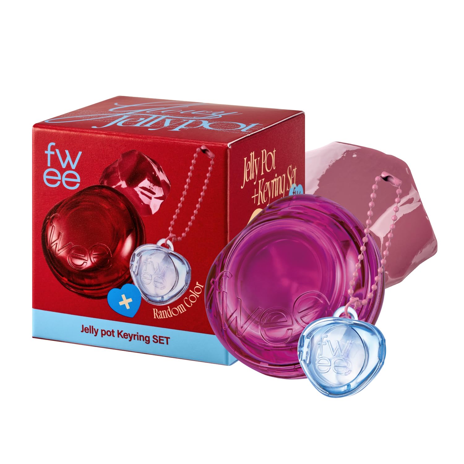 fweeGlowy Jelly Pot + Keychain SET | Dewy Jelly Lip & Blush Color, Tinted Glow Jelly Balm, Dewy Buildable Finish – Cream Tea (Muted Mauve) | 0.14 oz