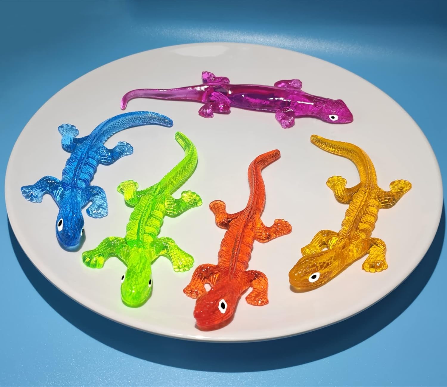 5Pack Super Stretch Sticky Lizard Mochi Squishy Toys,Soft Stress Relief Fidget Toys, Goodie Bag Stuffers,Classroom Prizes,Birthday,Party Favors(5Colors,Style Random)