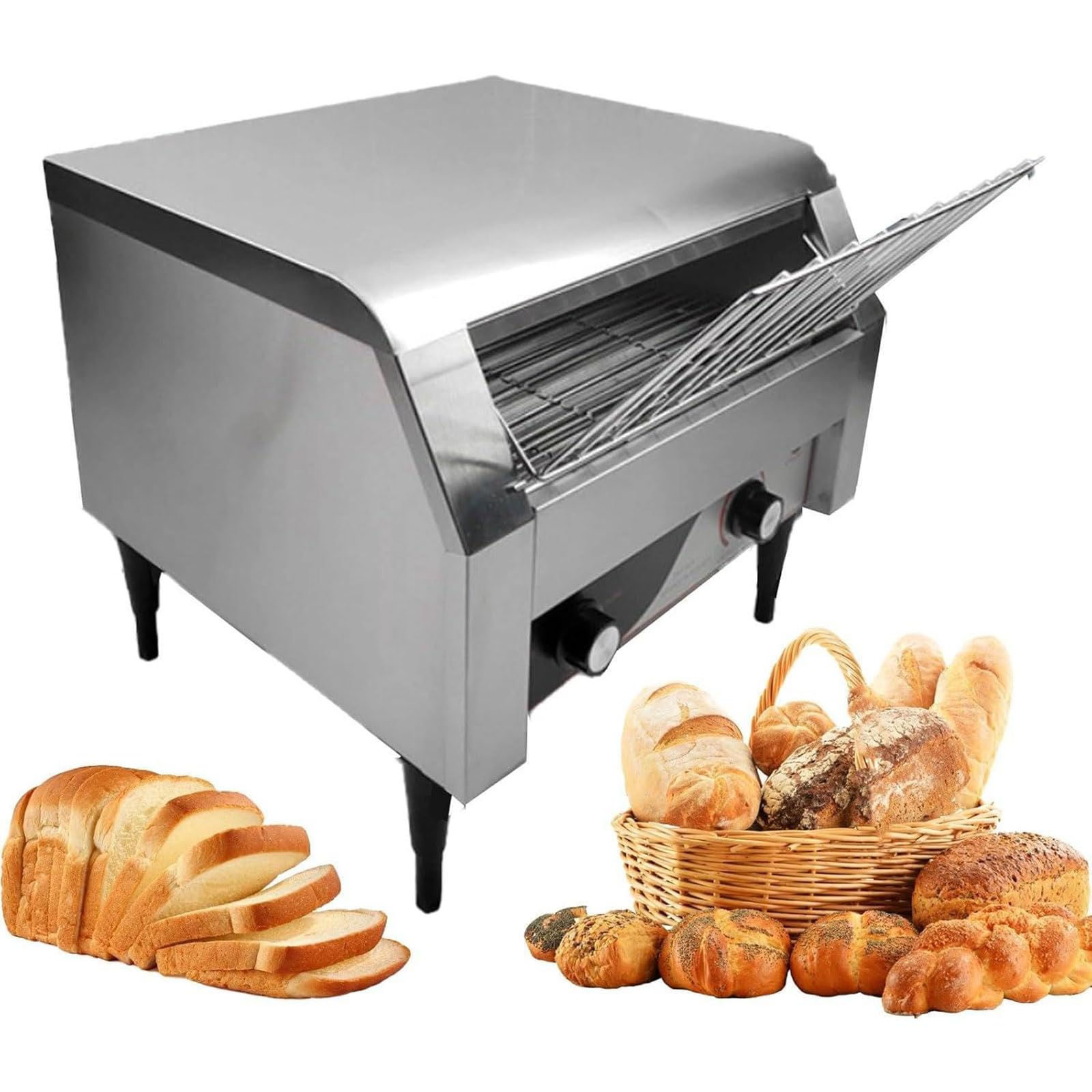 Fhrka White Heavy Duty Restaurant Toaster, Toast Bread Machines, Commercial Conveyor Toaster, For Bread Bun Bagel Baked Food Rotary (150)