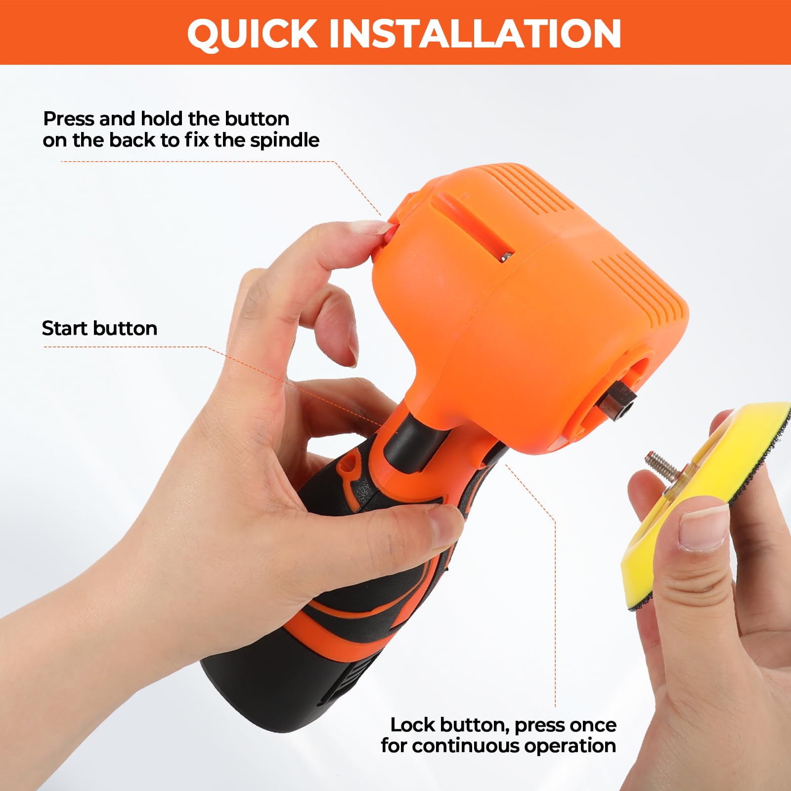 Mini máquina pulidora de 3 pulgadas con 2 baterías, minimáquina pulidora con botón de bloqueo, 3500 rpm para el tratamiento del vehículo, encerado y limpieza en casa