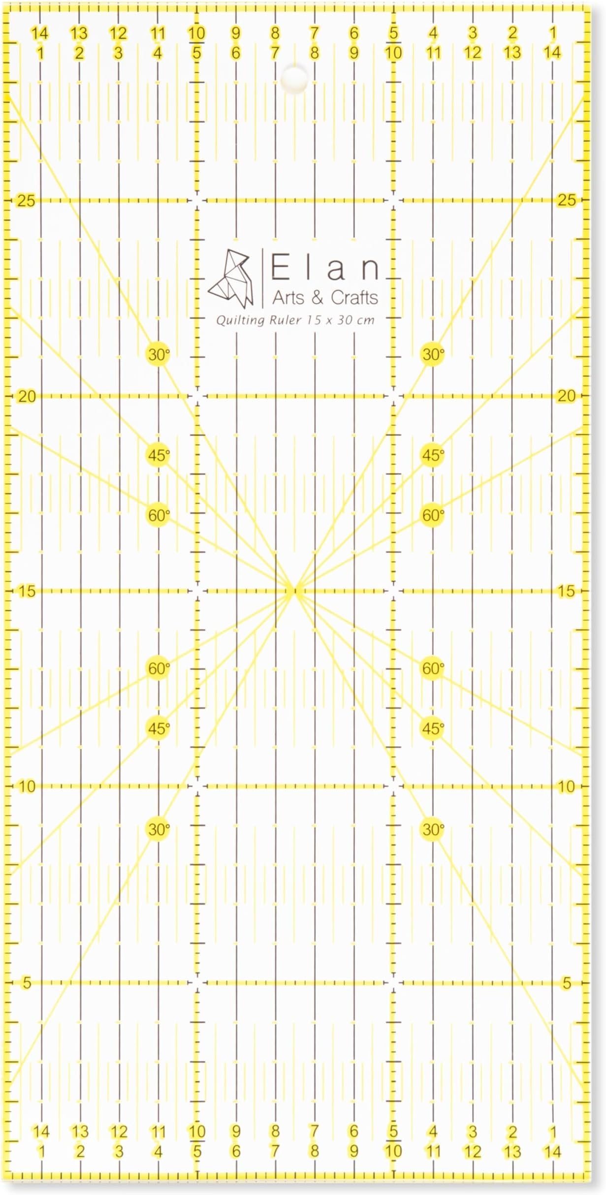Elan Sewing Ruler 30cm x 15cm, Transparent Quilting Rulers, Acrylic Sewing Rulers, Metric Quilting Ruler for Cutting Fabric, Patchwork and Dressmaking
