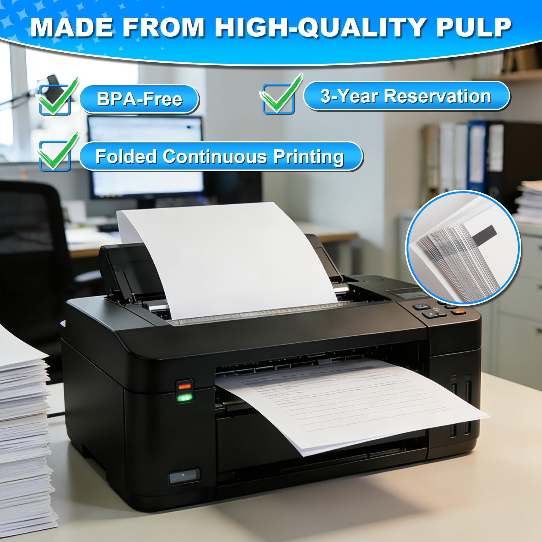 Papier Thermique A4 Sans BPA 100 Feuilles Séchage Rapide