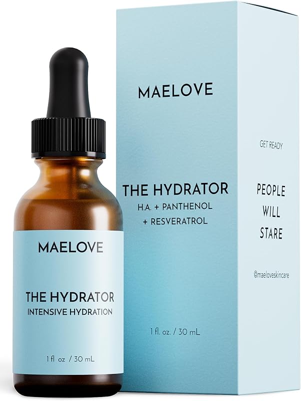 MAELOVE Hydrator Hyaluronic Acid B5 Serum with Resveratrol for Instantly Dewy Glow, Fills Fine Lines, Lightweight and Non Greasy, 1.0 fl oz | With Resveratrol for Instantly Dewy Glow, Fills Fine Lines, Lightweight and Non Greasy, 1.0 fl oz