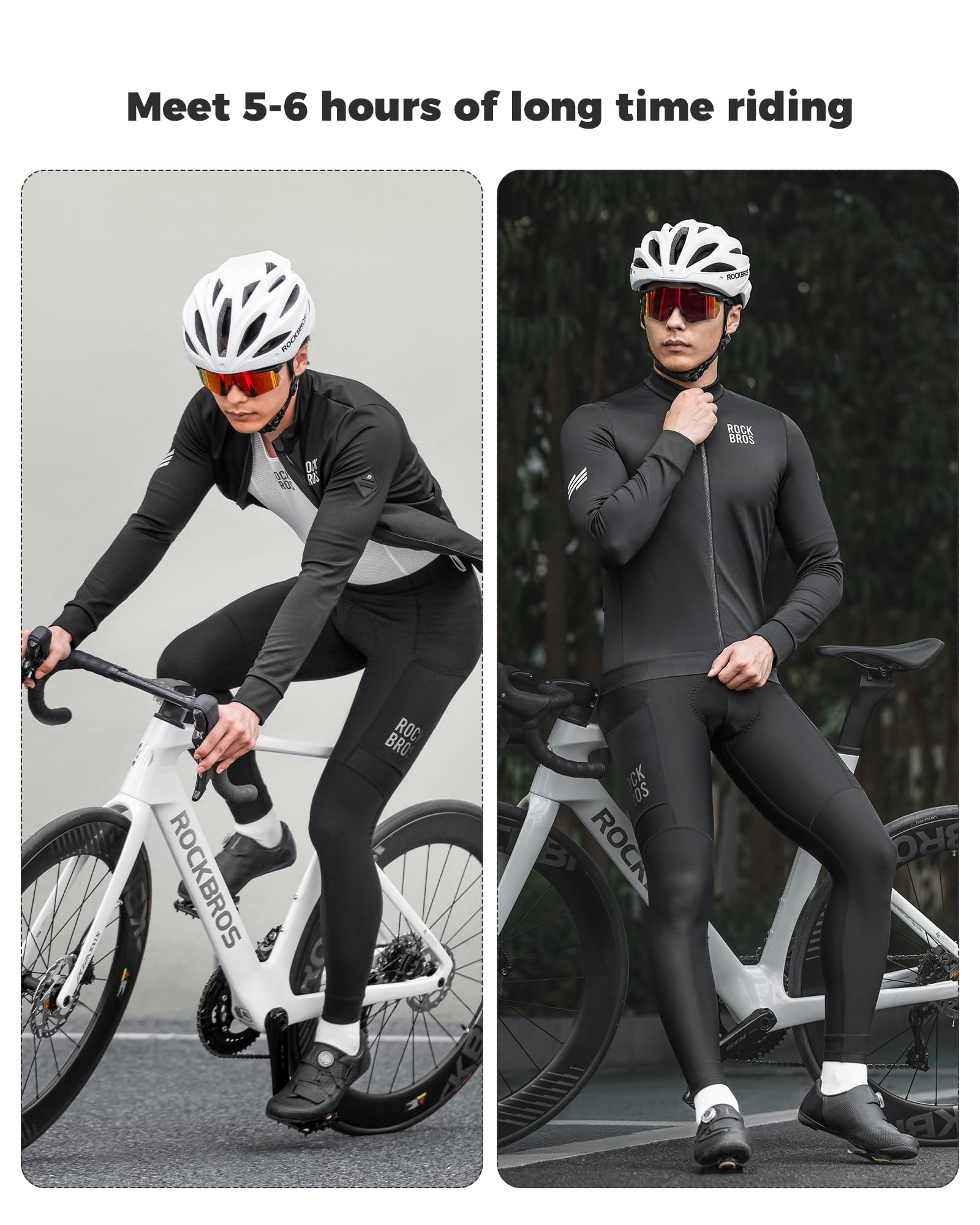 ROCKBROS Długie spodenki rowerowe dla mężczyzn Termoaktywne spodenki rowerowe 4D z kieszenią Elastyczne męskie spodenki rowerowe na rower górski