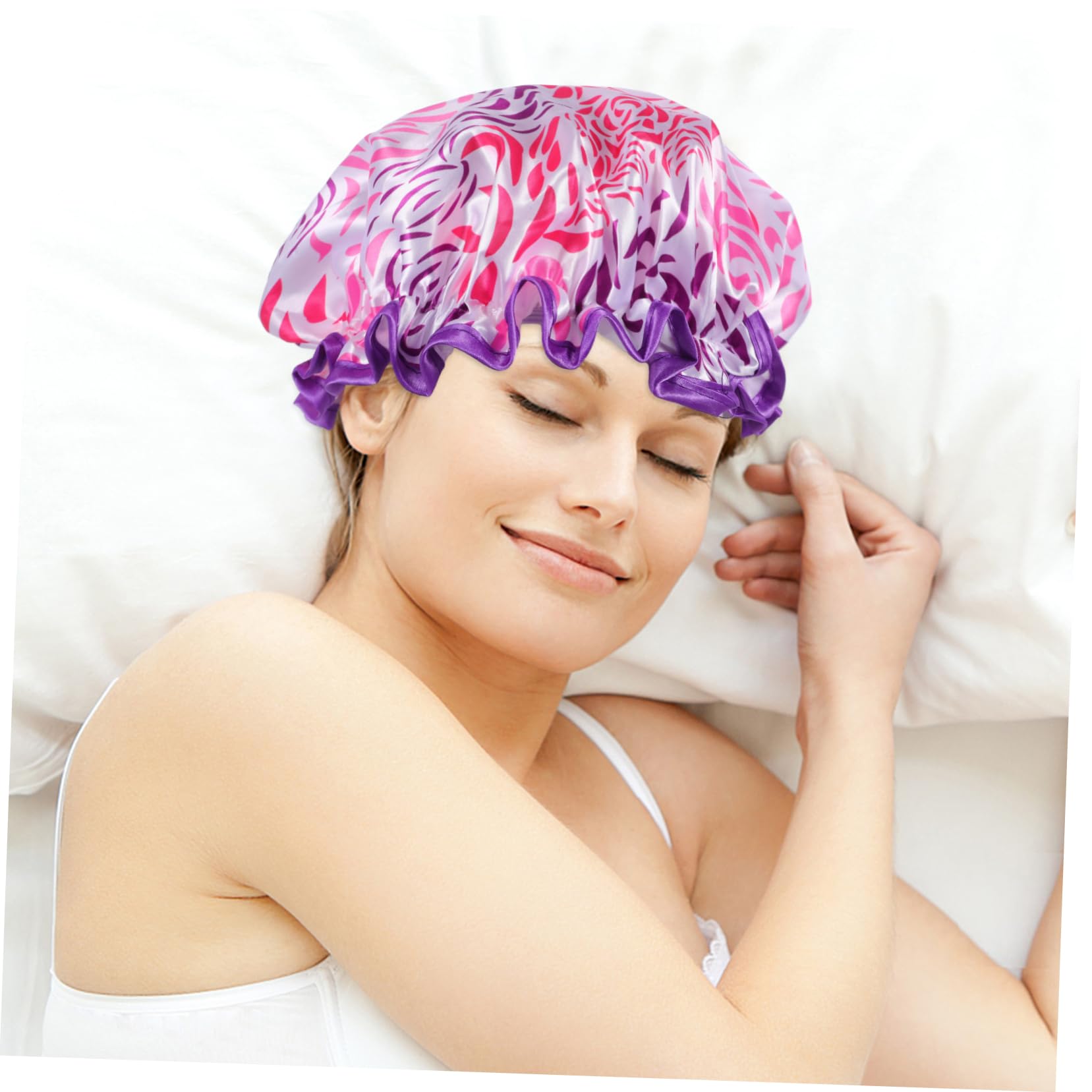 OUNONA Bonnet de Extra Large Double Couche Satin Cheveux Longs Bonnet Bain Imperméable Extensible Protection Complète