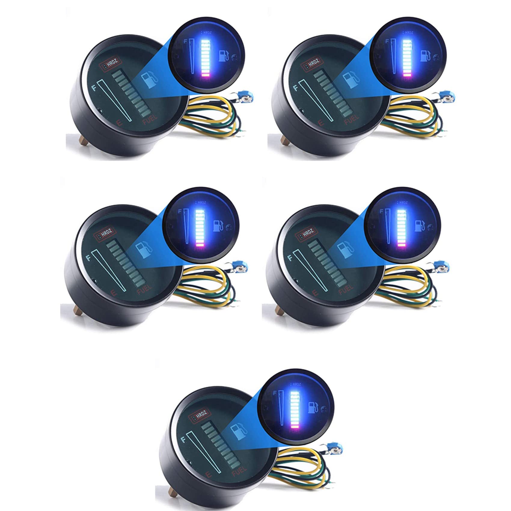 5X 24 V 2 Pouces 52mm Universel Voiture Moto Jauge de Niveau de Carburant Jauge LED Affichage de la Lumière Jauge de Réservoir de Carburant Bateau Camion RV