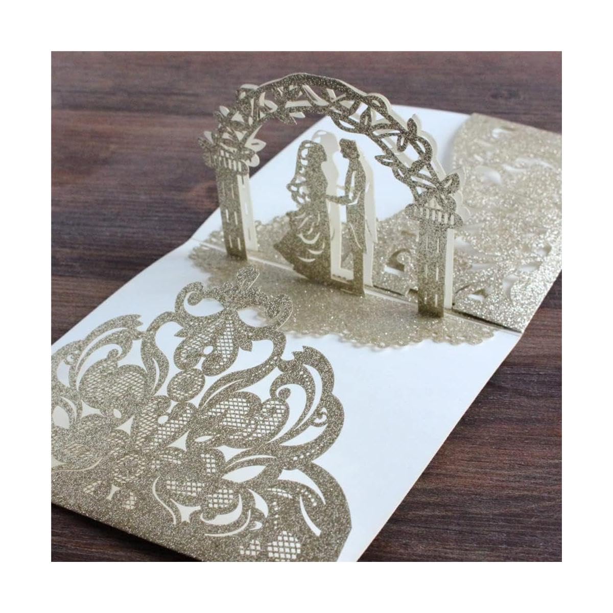 Einladungskarten 20 Stück 3D Hochzeitseinladungen Karten, Laser -Schnitt -Hochzeitseinladung, Brautduschenkarten Personalisierte Einladung personalisiert Partyeinladungen