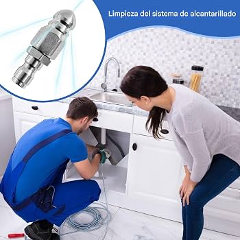 Boquilla De Alta Presión Para Desagües En Acero Inoxidable, Conexión Rápida 1/4'', Anticorrosiva, Con Orificios Cónicos Para Limpieza De Tuberías, Cocina, Baño Y Jardín