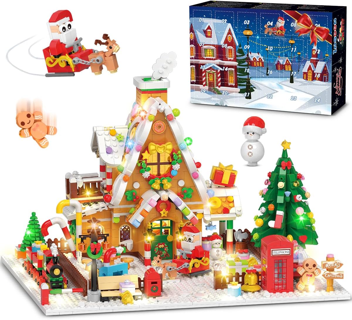 Advent Calendar 2025 Gingerbread House Building Set with Lights