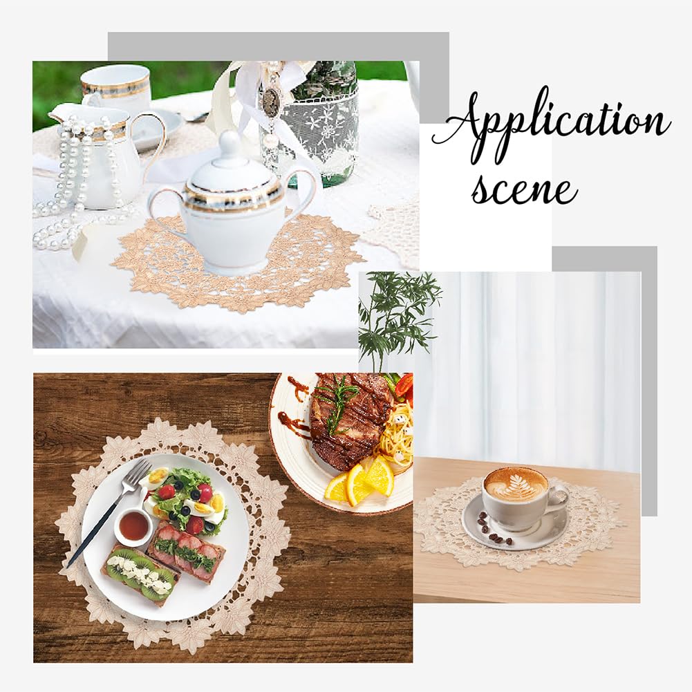 FINGERINSPIRE – 12 Sottobicchieri In Pizzo Floreale 100 Mm, In Poliestere Fatti A Mano, Vintage Per Tavola E Decorazioni
