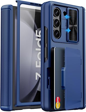 for Samsung Galaxy Z Fold 5 Case with Card Holder, 2023, Blue