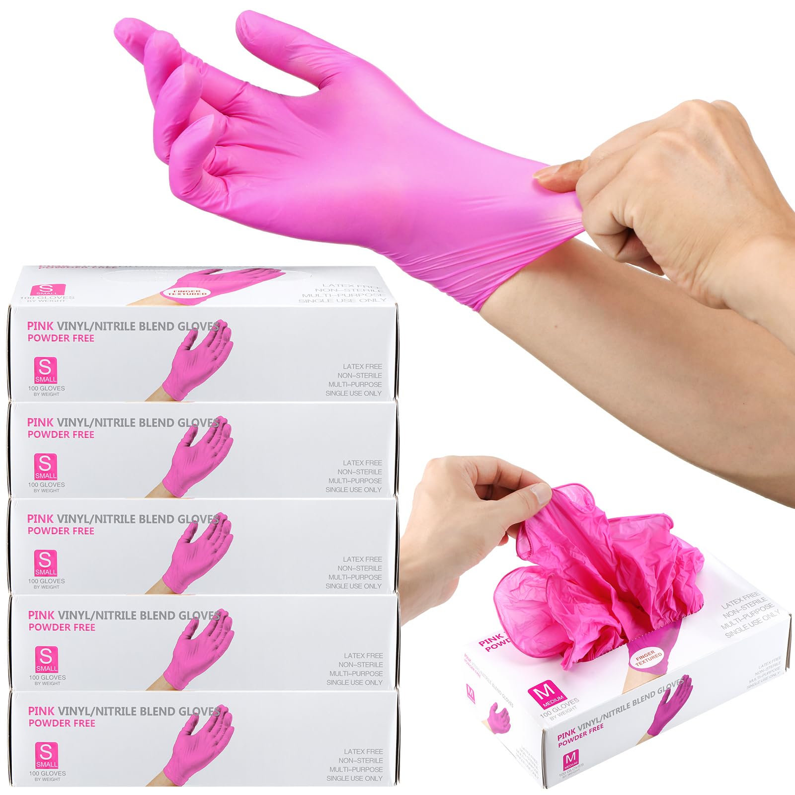 Uiifan 500 Pcs Vinyl Nitrile Blend Gloves Disposable Latex Free Powder Free Gloves for Esthetician, Cleaning